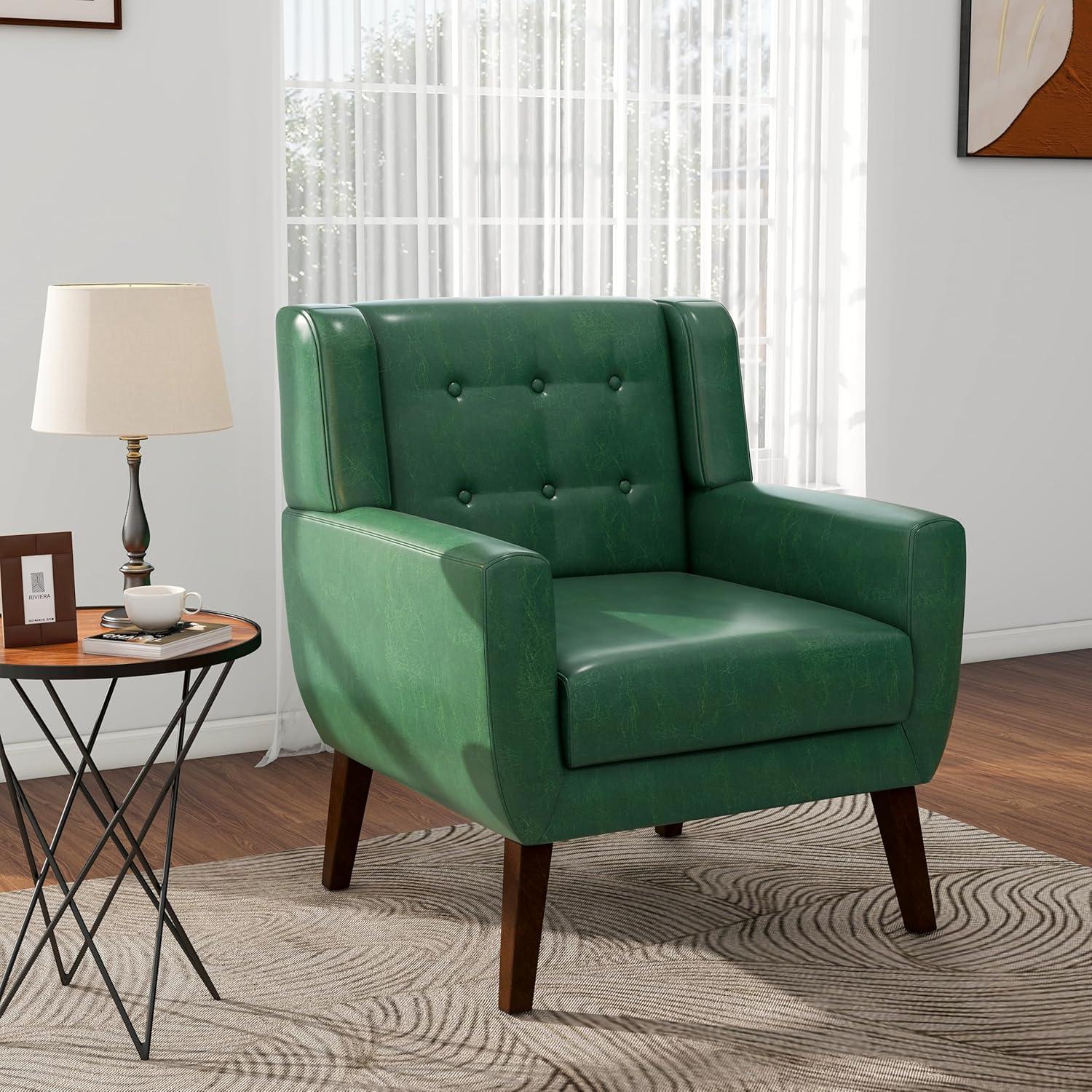 UIXE Beige Accent Chair Set of 2, Linen Fabric Armchair for Living Room, Modern Arm Chairs