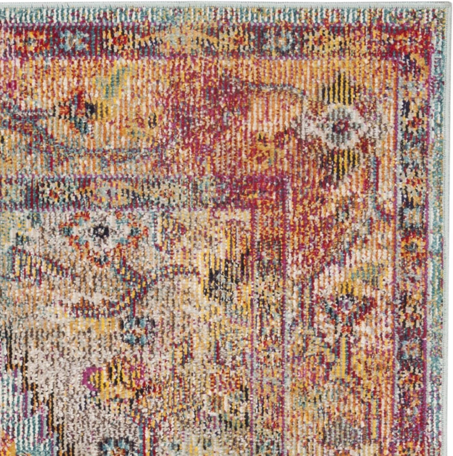 Crystal CRS507 Power Loomed Area Rug - Light Blue/Orange - 5'x8' - Safavieh.