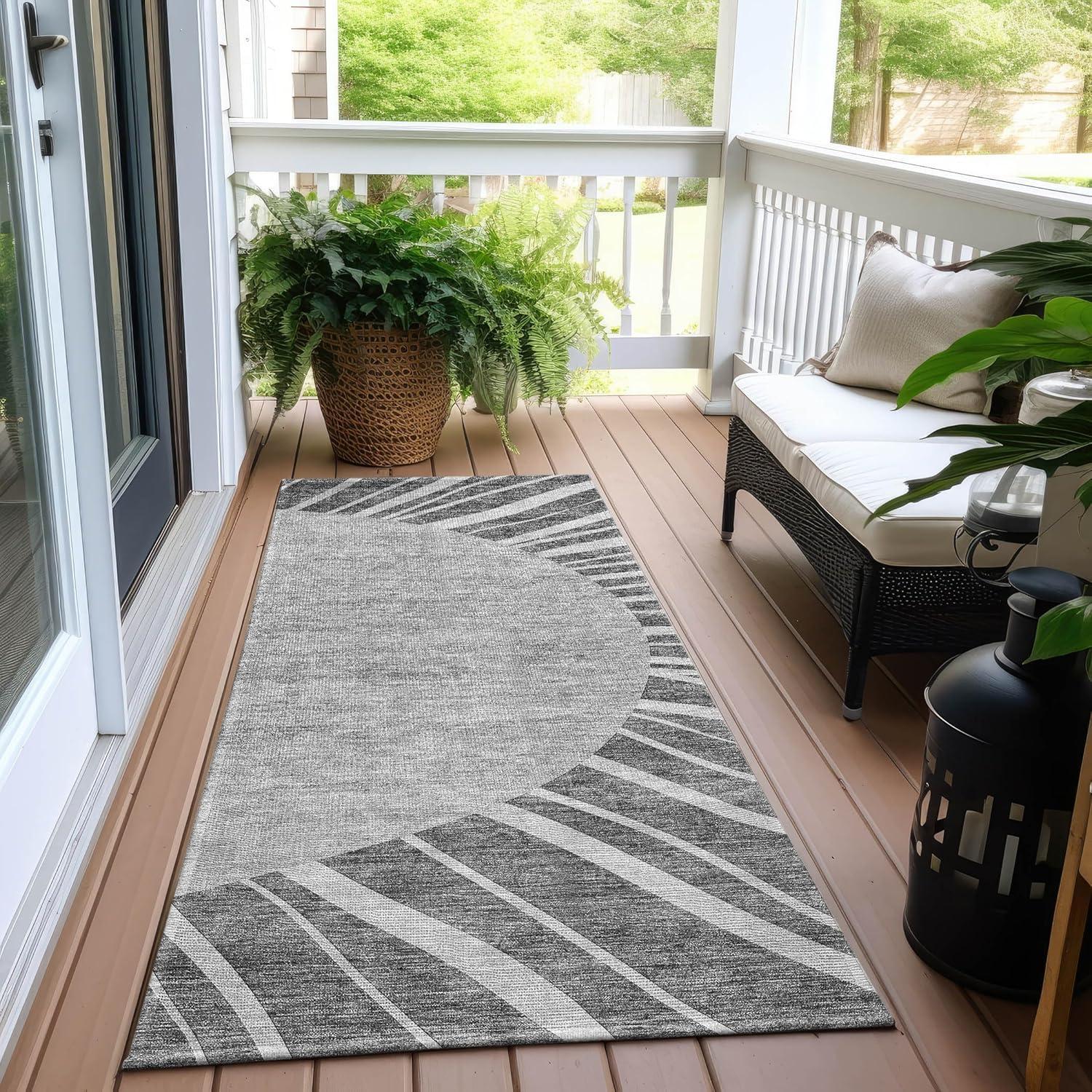 Charcoal Abstract Flat Woven Synthetic Runner Rug 2'3" x 7'6"