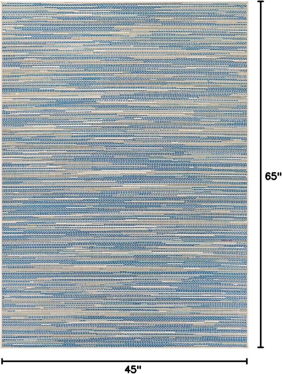 Couristan Monaco Alassio Indoor / Outdoor Area Rug, Sand-Azure Blue-Turquoise, 3'9" x 5'5"