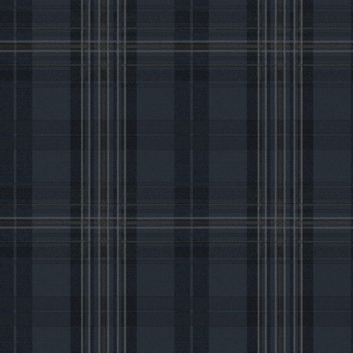 Austin Navy Blue and Light Blue Plaid Prepasted Wallpaper