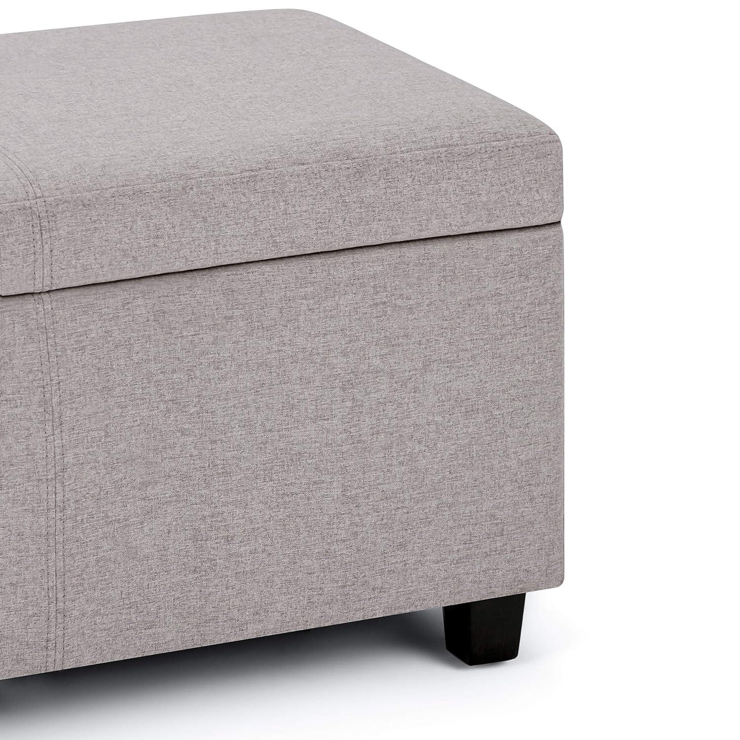 Simpli Home Avalon 48"W Upholstered Storage Ottoman Bench with Large Interior Storage