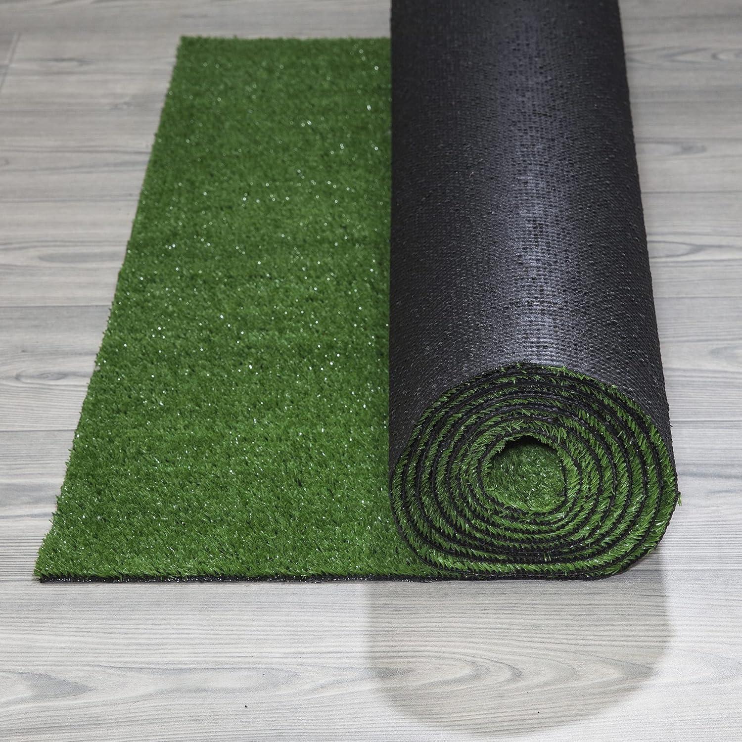 Sweet Home Stores Waterproof 3x10 Indoor/Outdoor Artificial Grass Rug for Patio Pet Deck, 2'7" x 10', Green