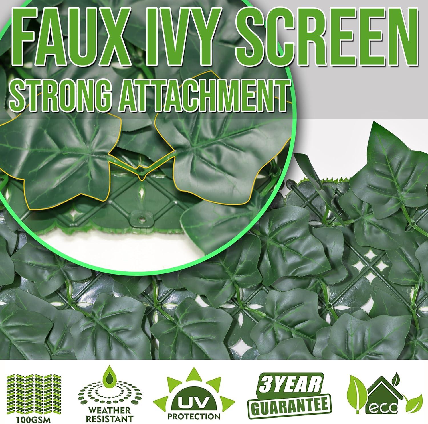 Artificial Hedges Faux Ivy Leaves Fence Privacy Screen Panels  Decorative Trellis - 39" x 158"