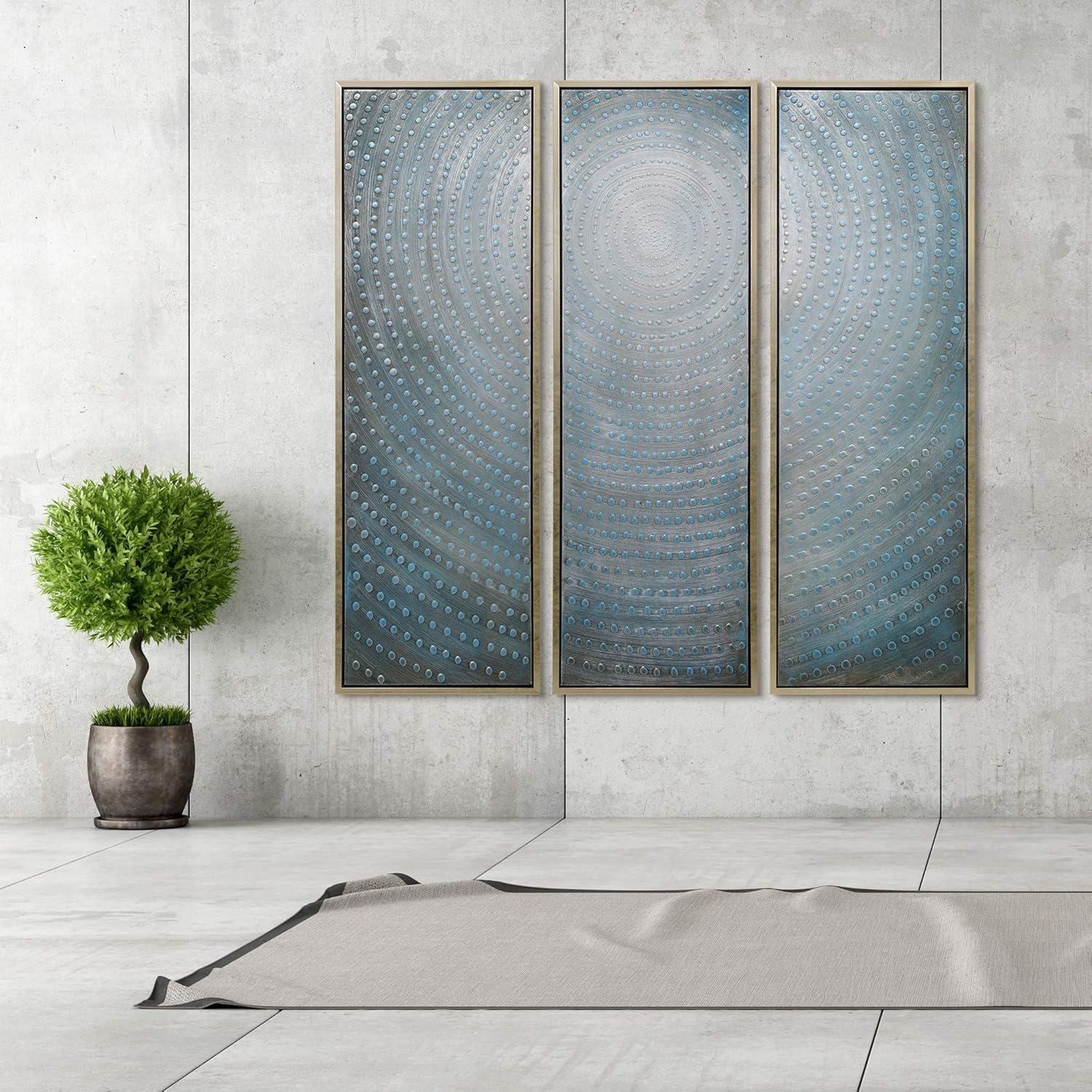 Empire Art Direct Concentric Textured Metallic Hand Painted Triptych Wall Art, 60" x 20" x 1.5", Ready to Hang