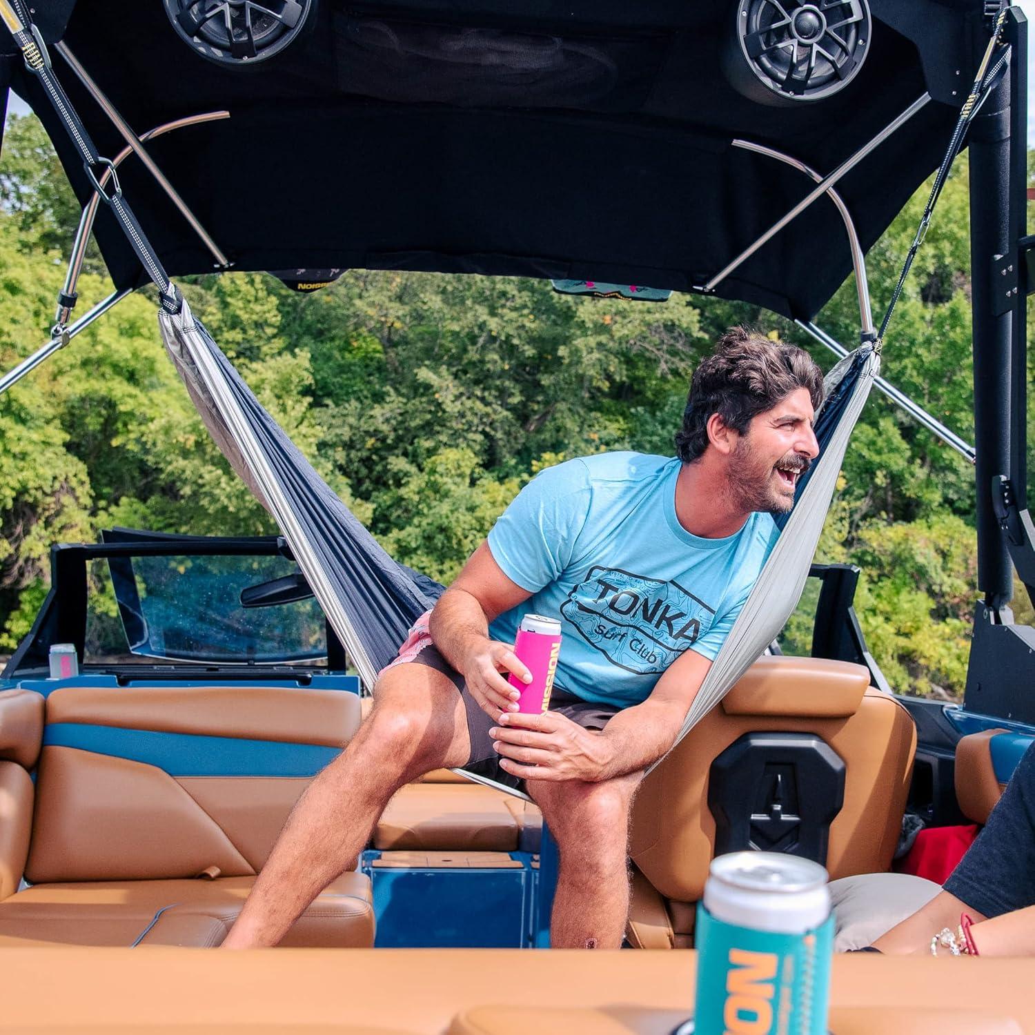 Lazy Grey Nylon Boat Hammock with Adjustable Straps