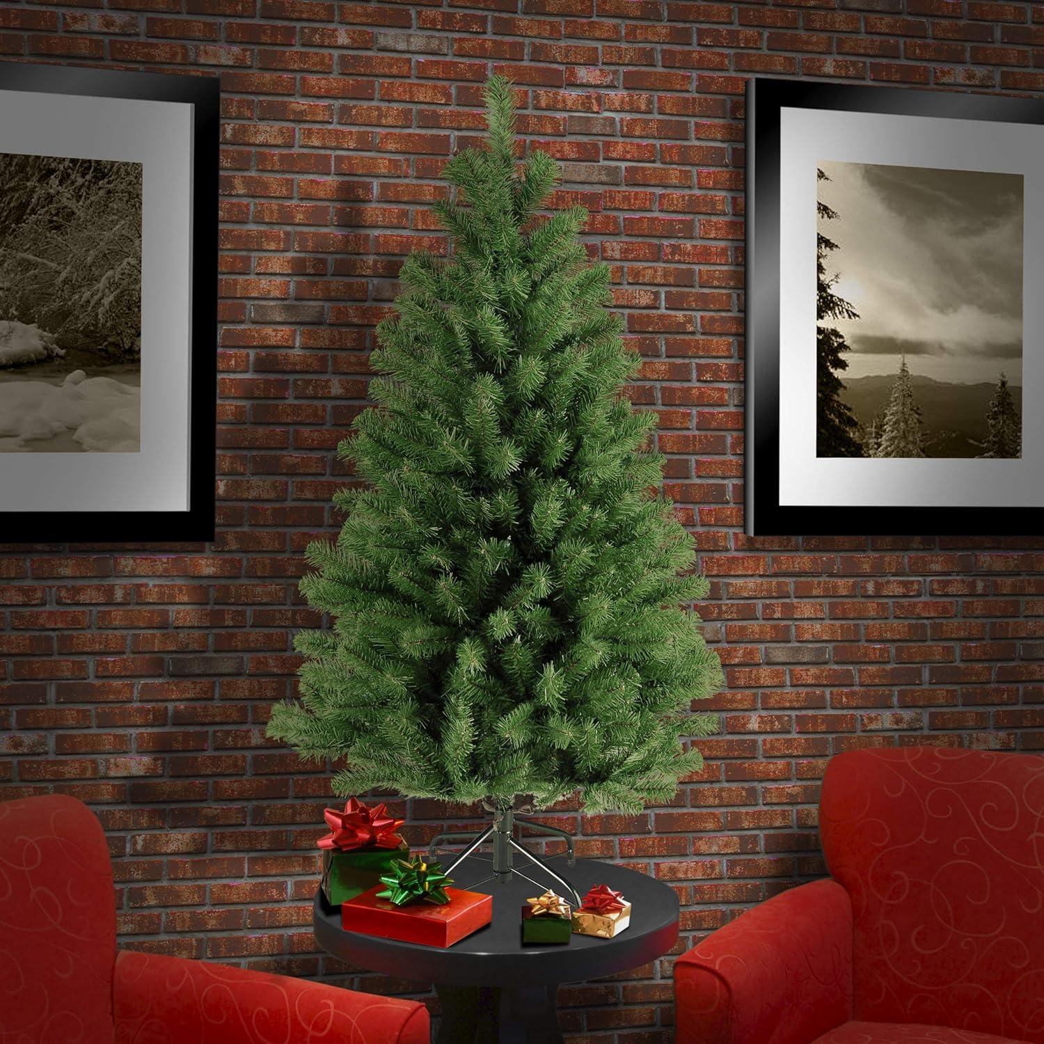 4-Foot Green Slim Spruce Artificial Christmas Tree with Metal Stand