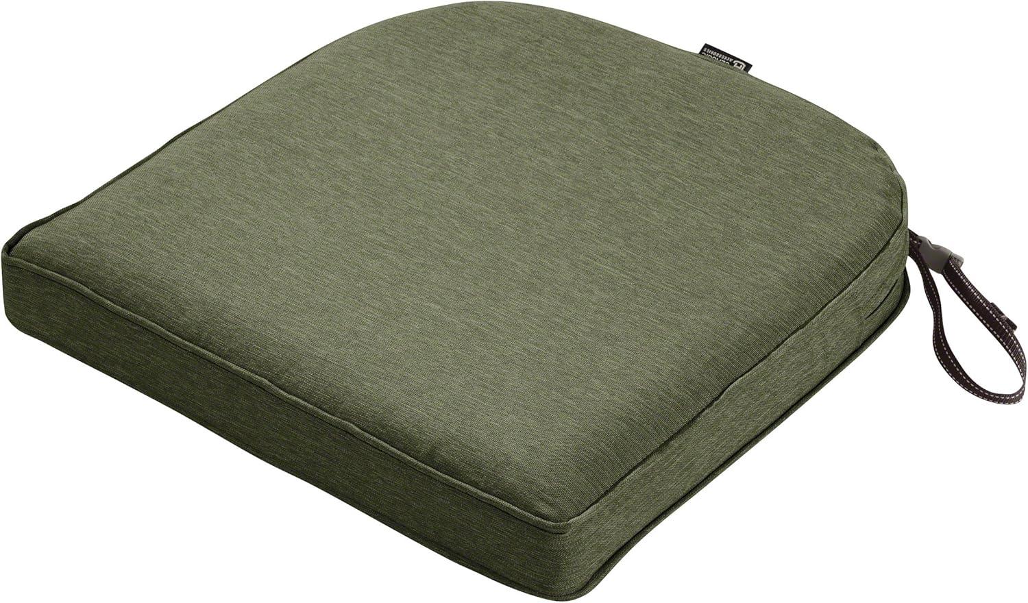 Heather Fern Green Water-Resistant Outdoor Dining Chair Cushion, 18" x 18"