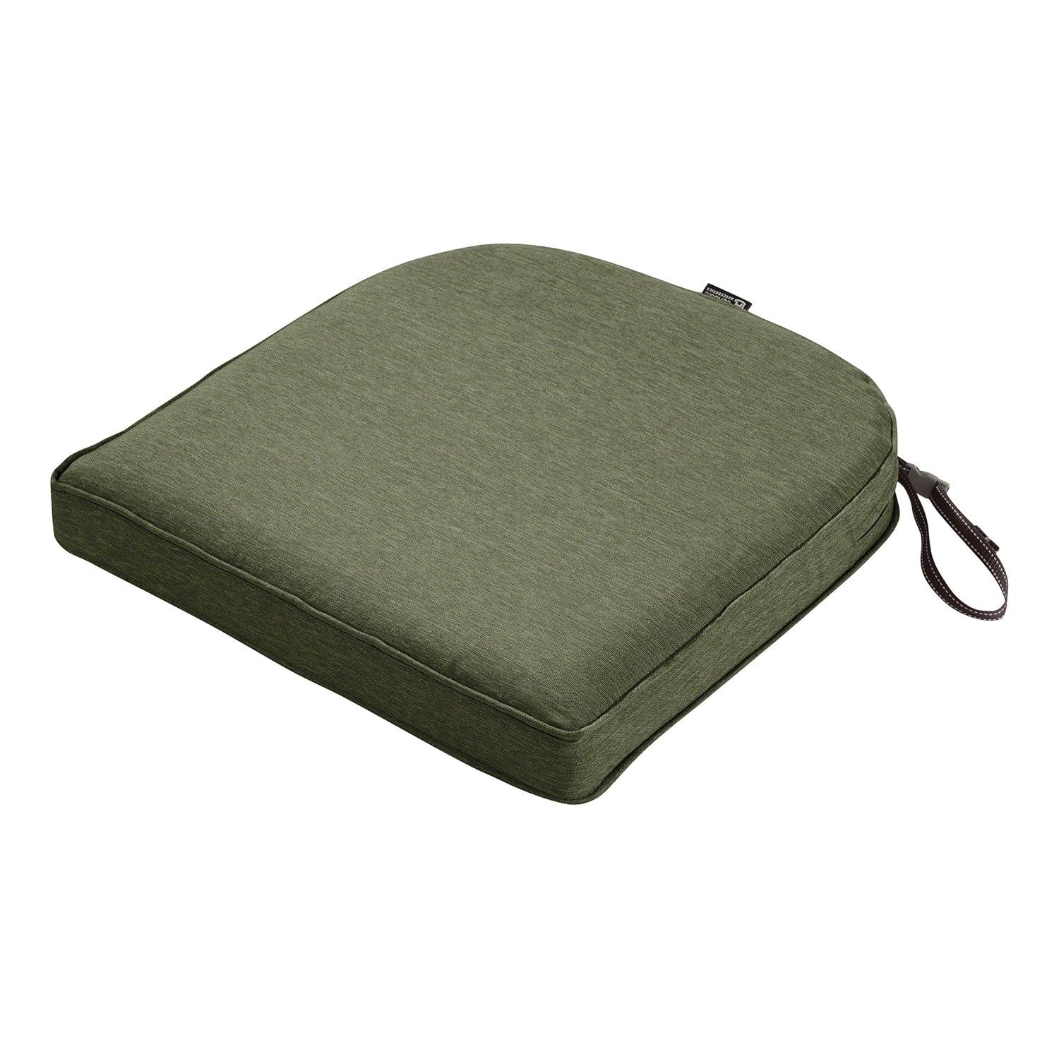Classic Accessories Montlake FadeSafe Water-Resistant Contoured Patio Dining Seat Cushion, 18 x 18 x 2 inch, Heather Fern