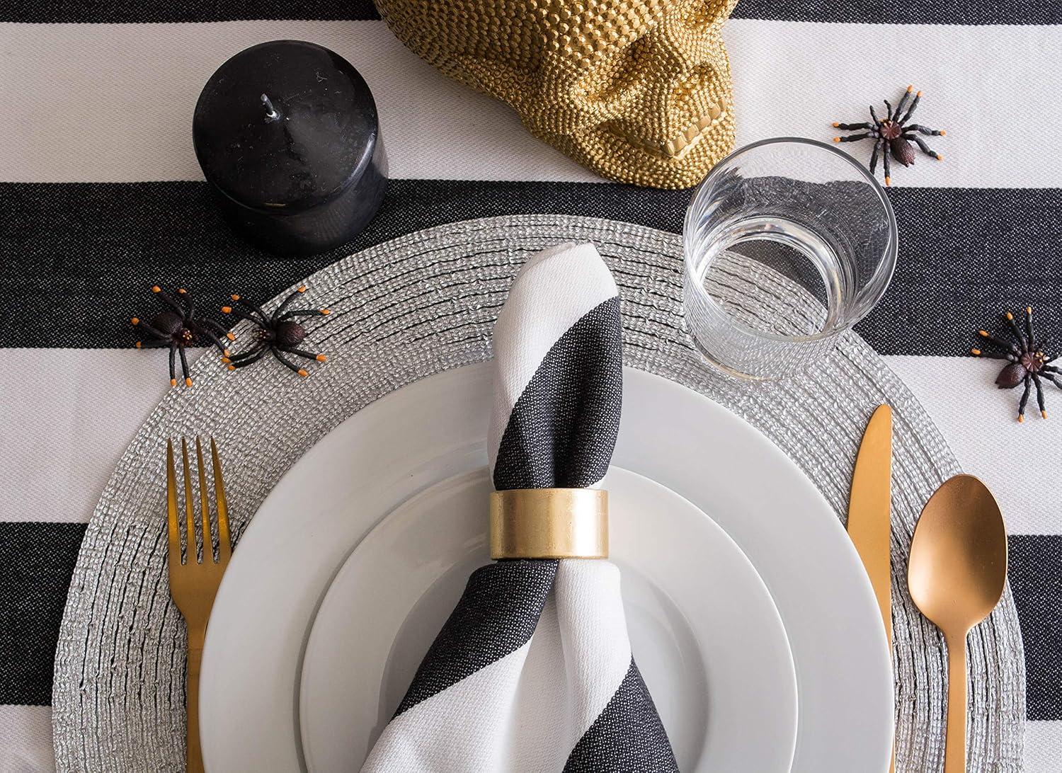 Metallic Silver Round Polypropylene Woven Placemat (Set of 6)