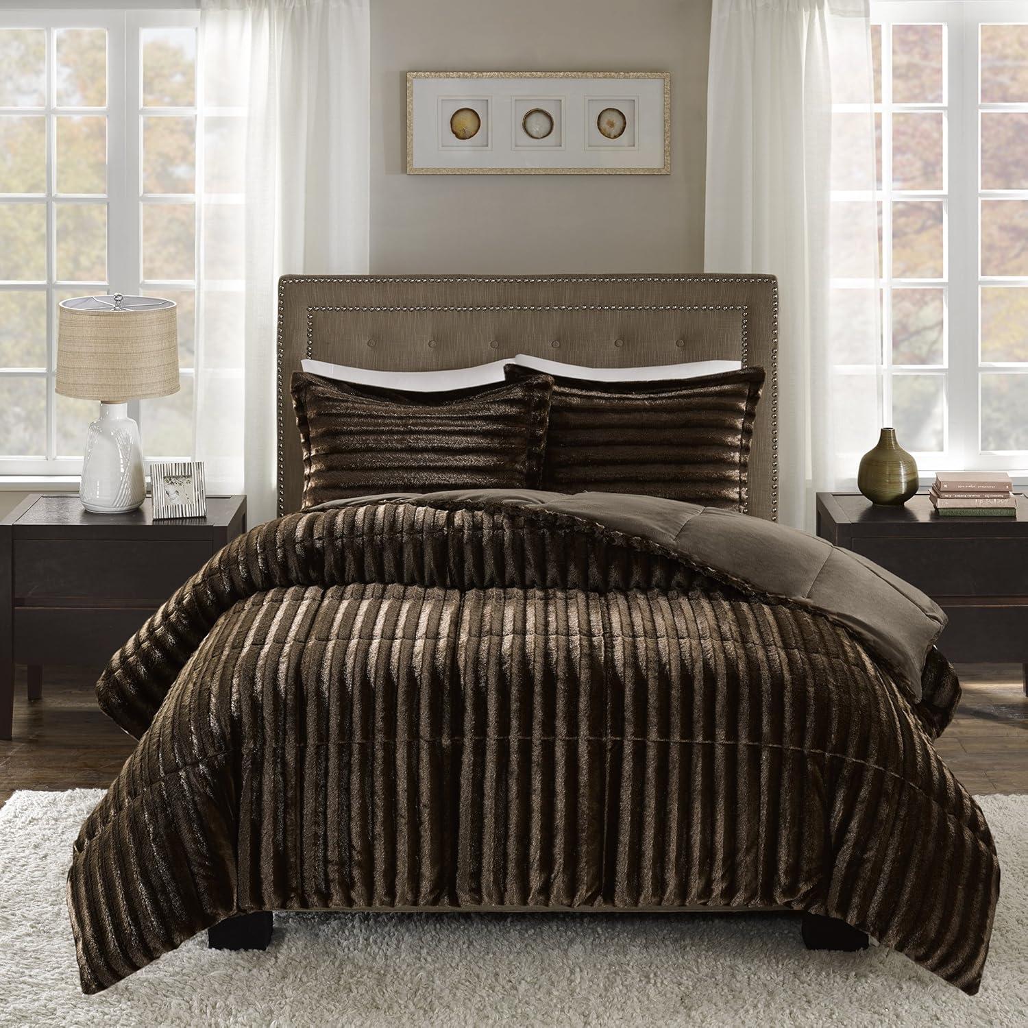 Madison Park Faux Fur 3 Piece Comforter Set