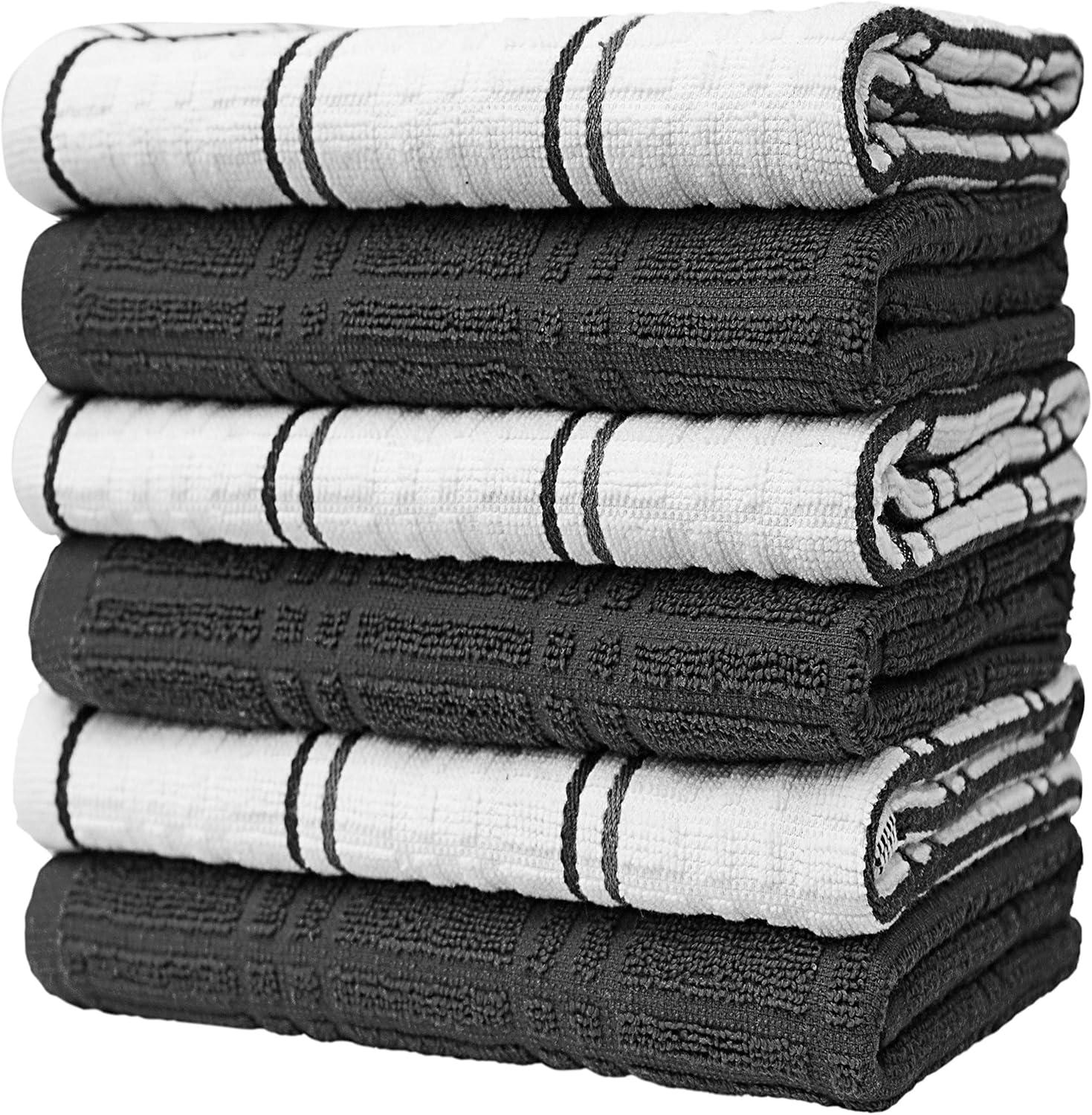 Bumble Premium Kitchen Hand Towels | 100% Cotton 16” x 28” | Absorbent Dish Cloths | 6 Pack (Aqua)