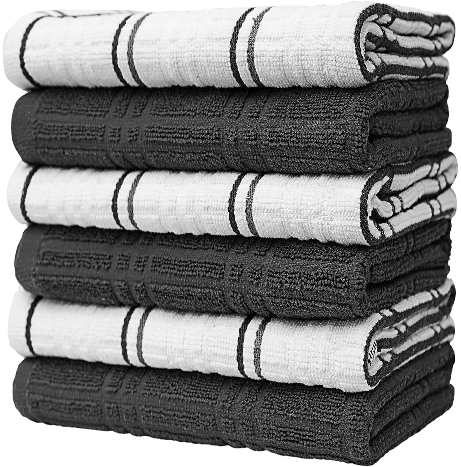 Bumble Premium Kitchen Hand Towels | 100% Cotton 16” x 28” | Absorbent Dish Cloths | 6 Pack (Aqua)