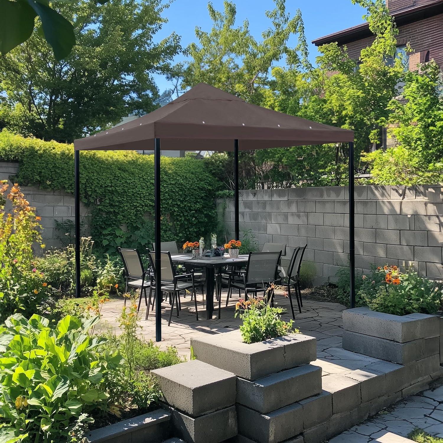 Yescom 10x10Ft Gazebo Top Replacement for beach cabanas for 1 Tier Outdoor Canopy Cover Patio Garden Yard Party Coffee Tan