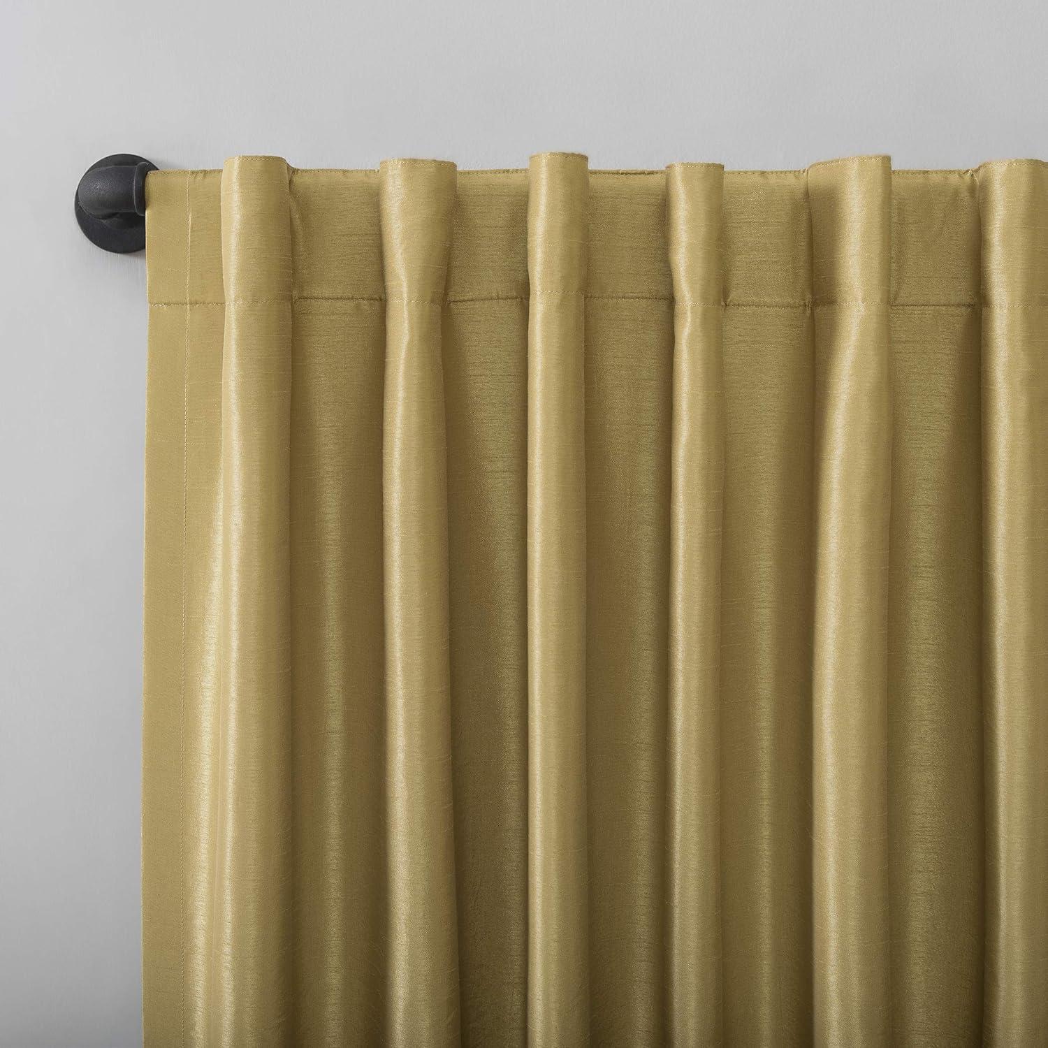 Gold Faux Silk Blackout Back Tab Curtain Panel 50" x 84"