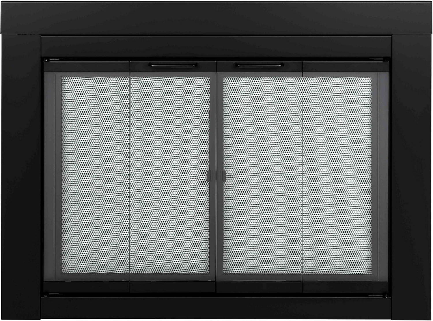 Pleasant Hearth Ascot Black Fireplace Glass Doors - Large