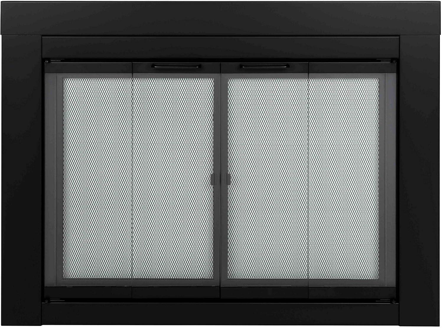 Pleasant Hearth Ascot Black Fireplace Glass Doors - Large