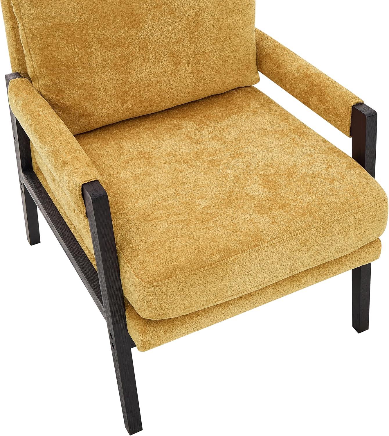 Roundhill Furniture Kelly Mid-Century Modern Chenille Upholstered Accent Armchair Yellow
