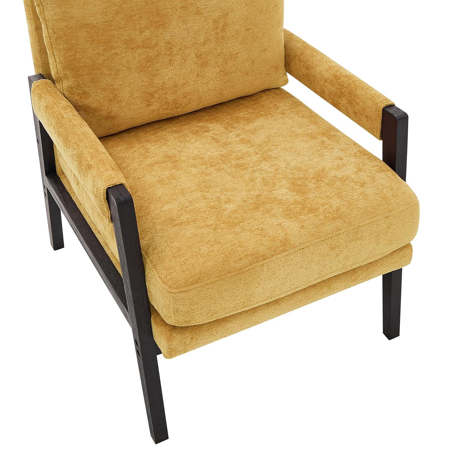 Roundhill Furniture Kelly Mid-Century Modern Chenille Upholstered Accent Armchair Yellow