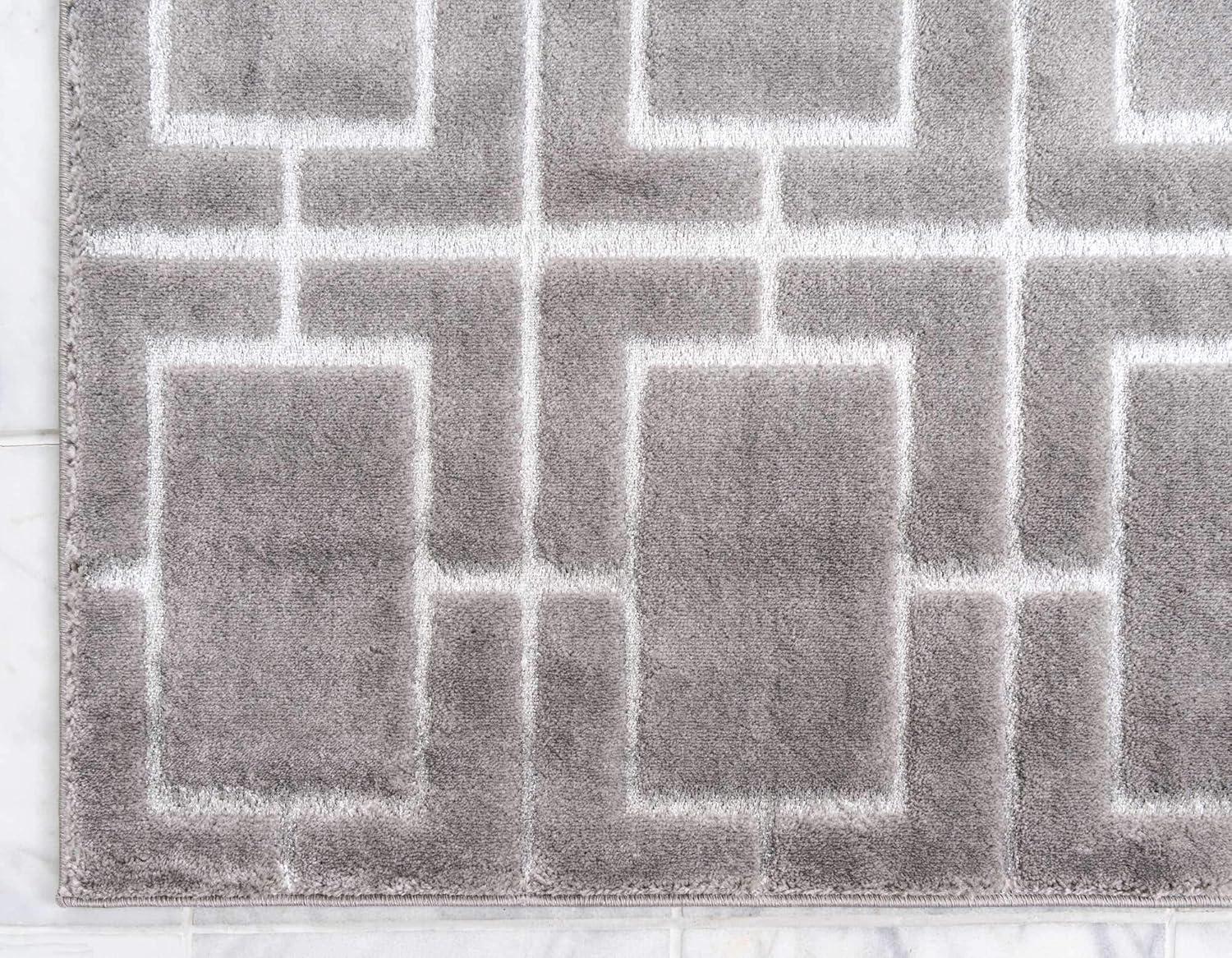 Glam Geometric Gray Silver Area Rug