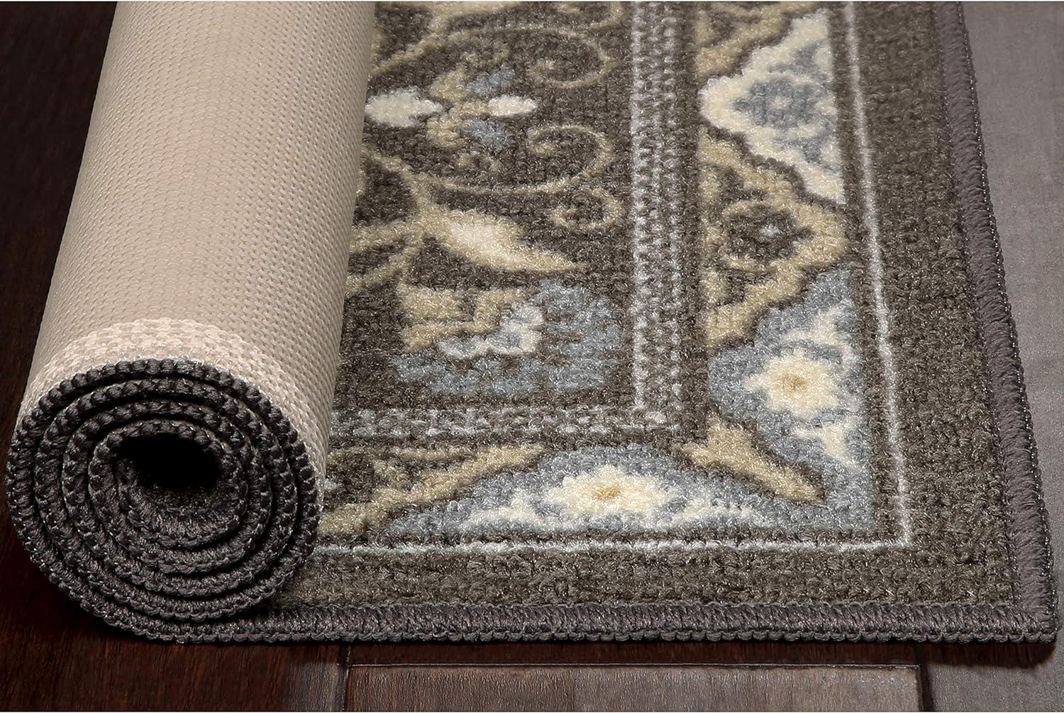 Gray Floral Tufted Non-Slip 5' x 7' Area Rug