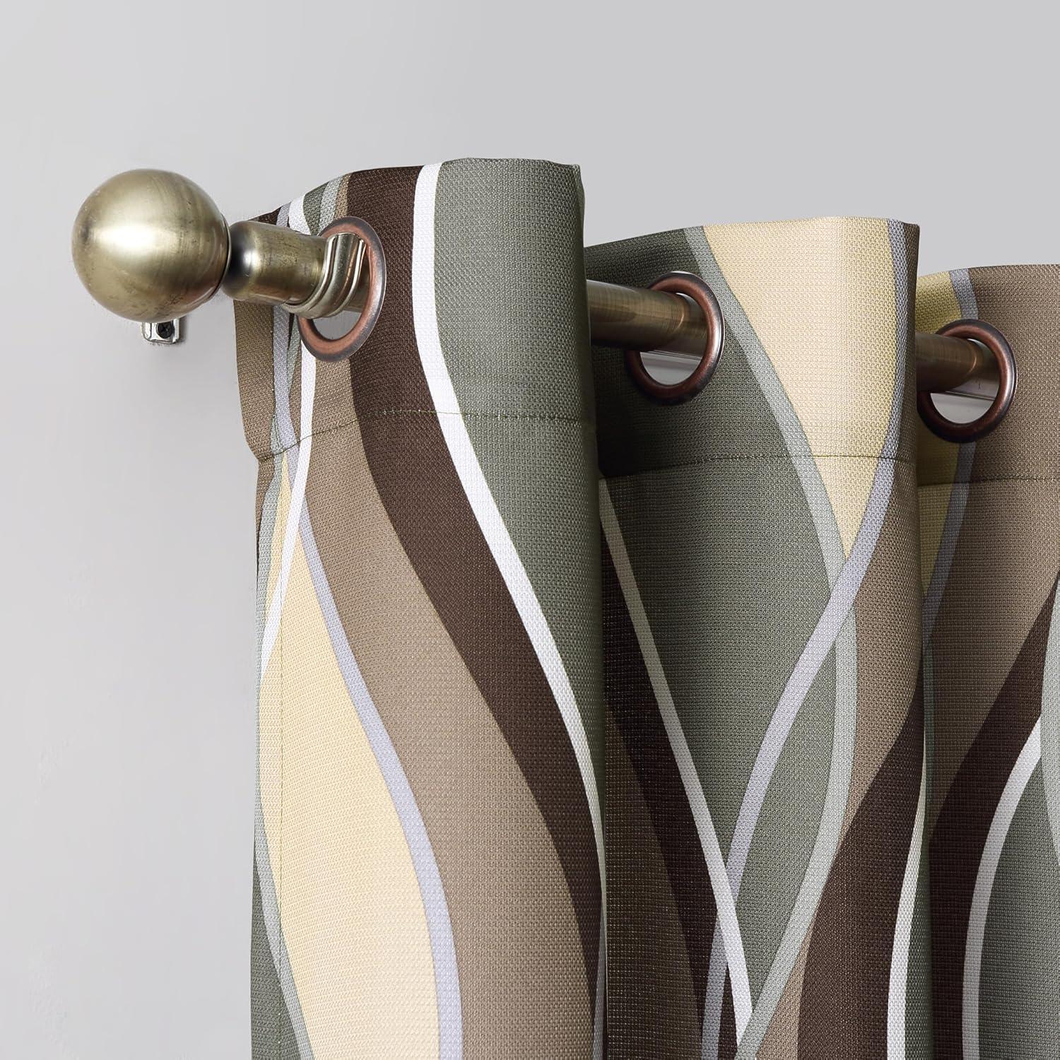 48"x84" No. 918 Semi-Sheer Intersect Ogee Wave Print Grommet Curtain Panel Spruce: Modern Light Filtering Green Curtain