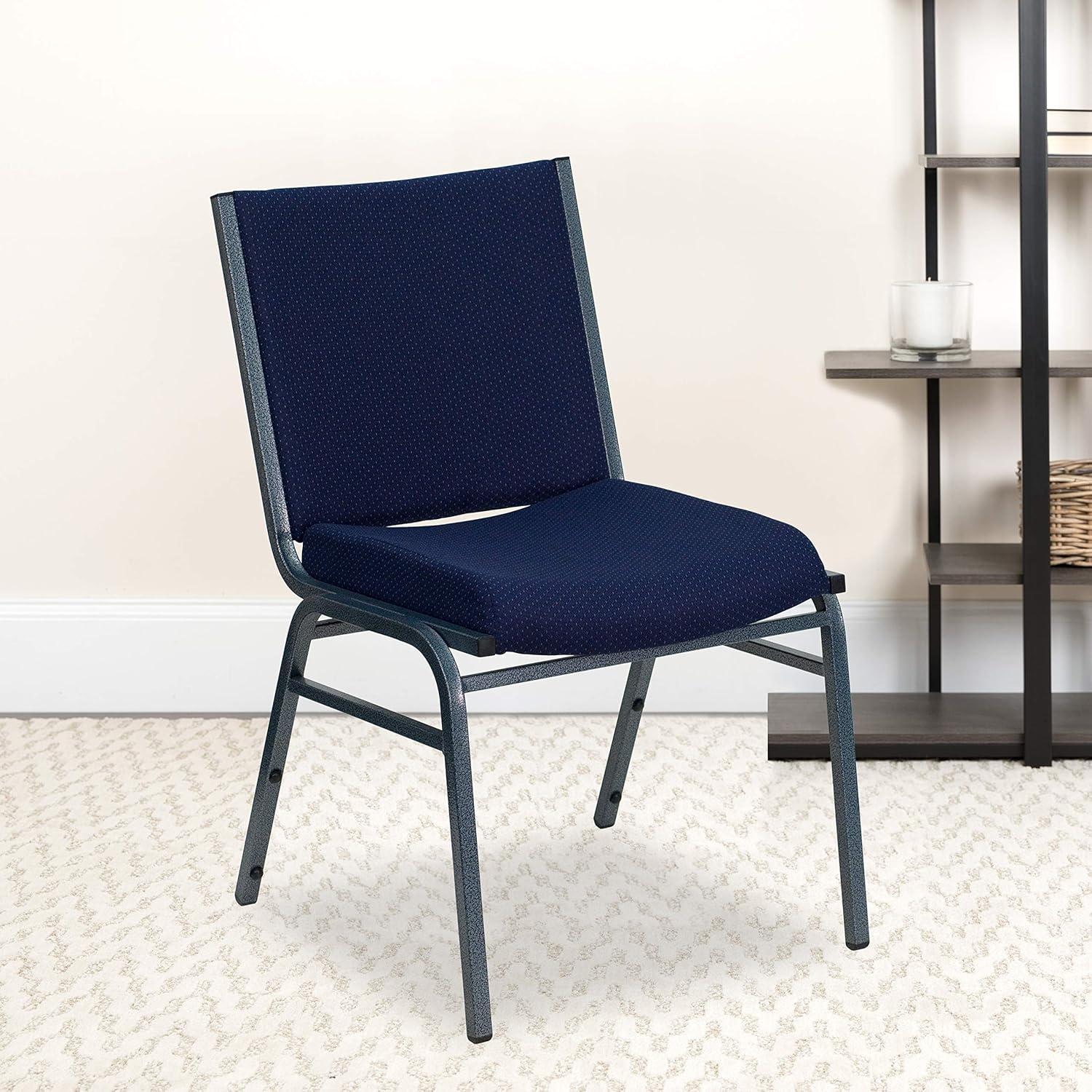 Flash Furniture HERCULES Series Heavy Duty Navy Blue Dot Fabric Stack Chair