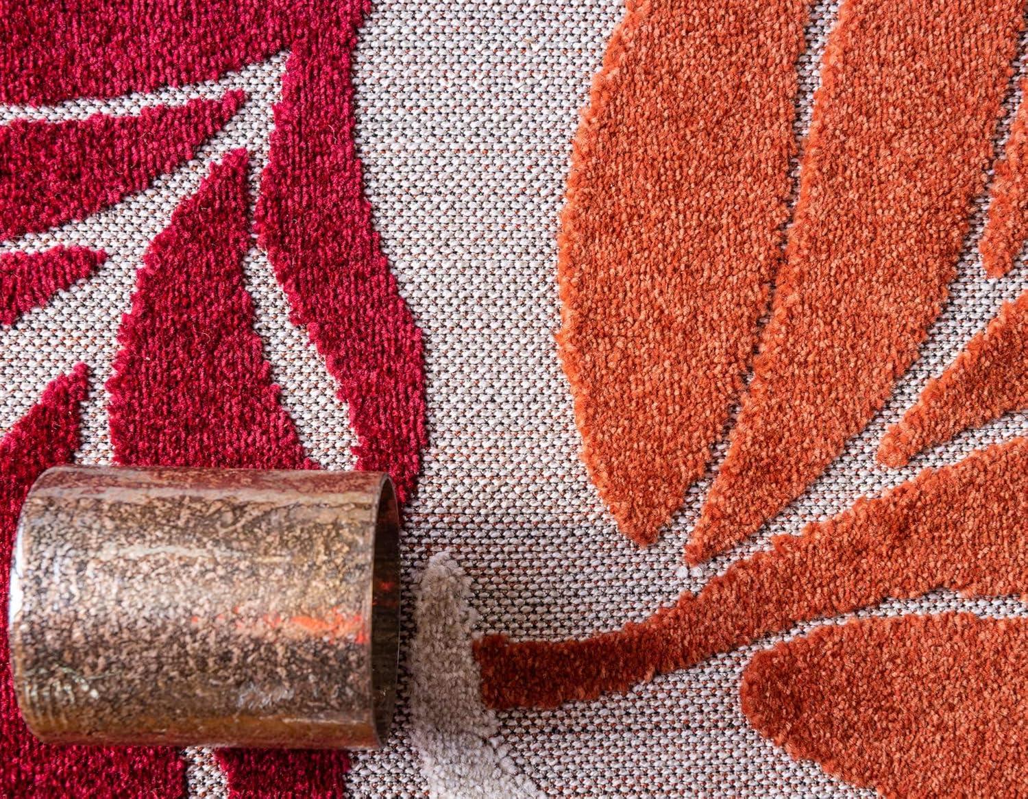 Unique Loom 9' 0 x 12' 2 Terracotta Outdoor Botanical Augusta Area Rug