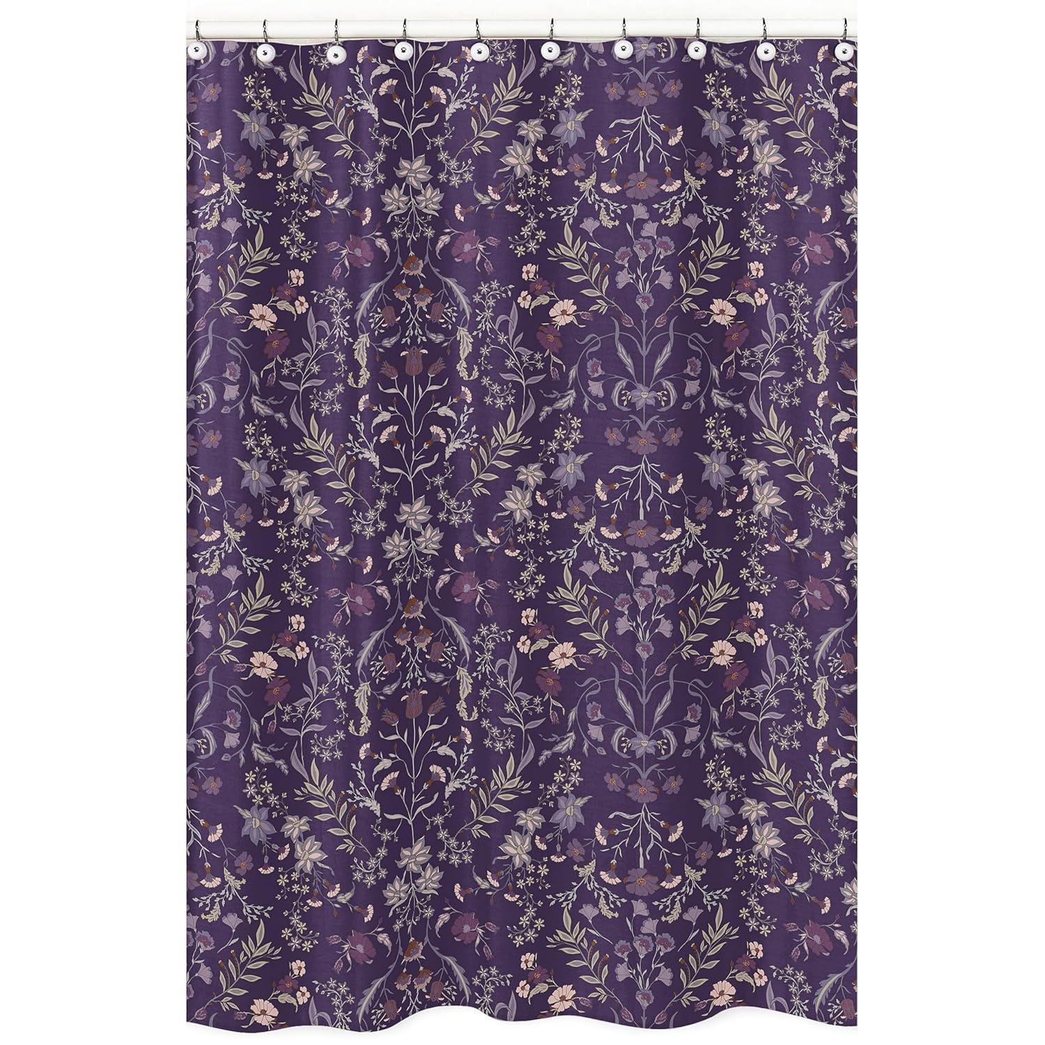 Sweet Jojo Designs Boho Floral Wildflower Plum Purple Single Shower Curtain by Sweet Jojo Designs