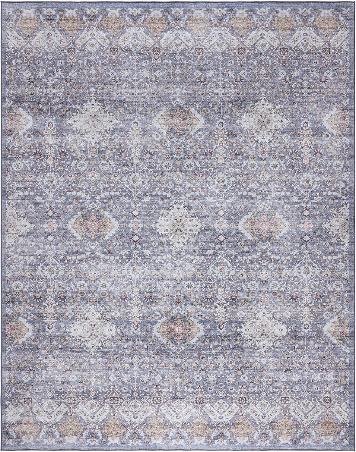 Tanis Gray Moroccan Bohemian Washable Area Rug 5' x 7'