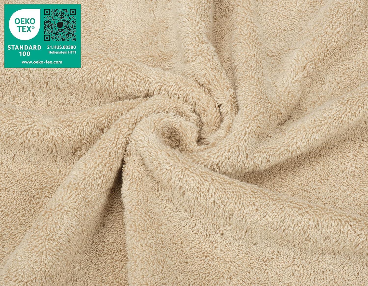 American Soft Linen 4 Pack Washcloth Set, 100% Cotton Washcloth Hand Face Towels for Bathroom and Kitchen, Sand Taupe