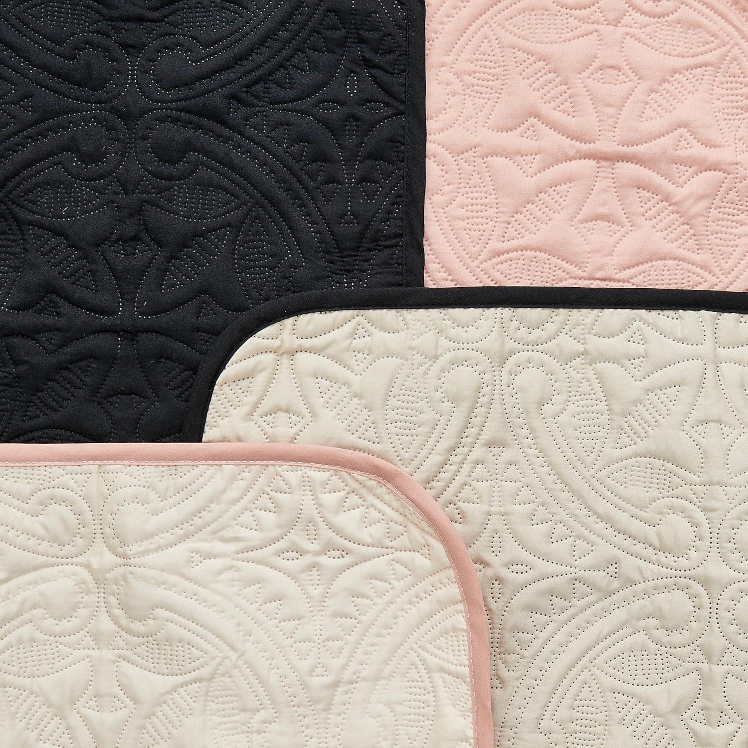 Dusty Rose Quilted Reversible Loveseat Cover with Elastic Straps