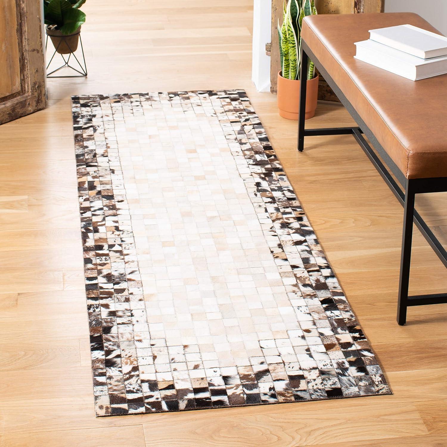 Studio Leather STL215 Hand Woven Runner Rug - Ivory/Dark Brown - 2'3"x7' - Safavieh.