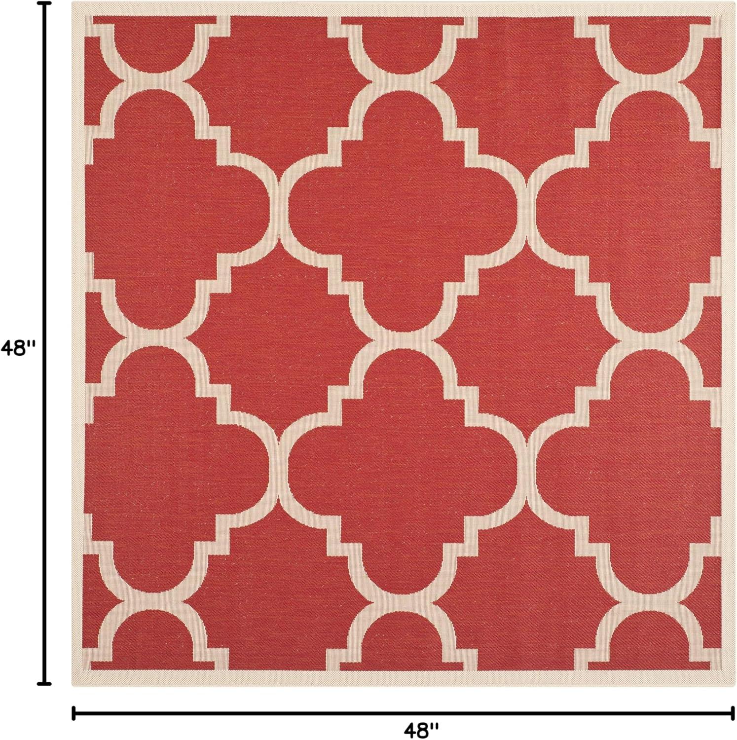 Safavieh Courtyard Becky Quatrefoil Indoor/Outdoor Area Rug, 4' x 4' Square, Red