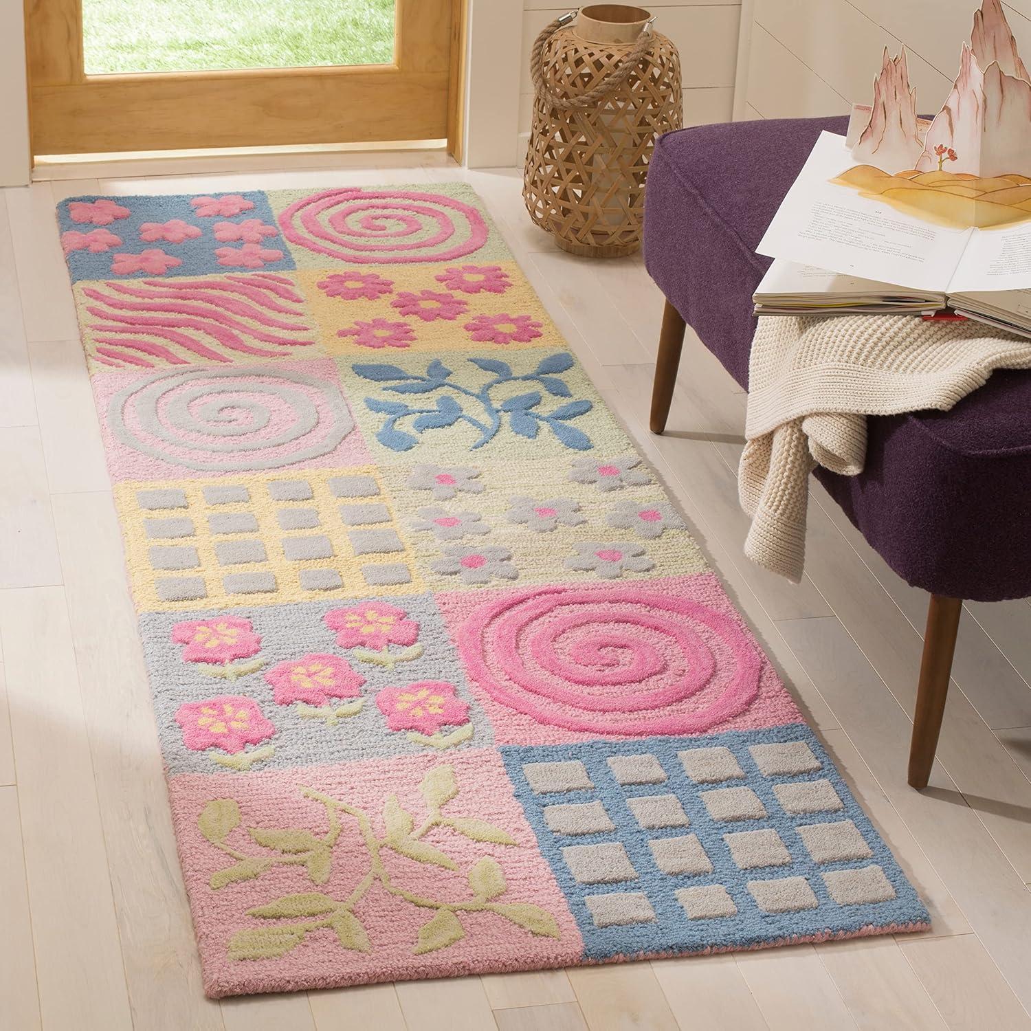 Handmade Tufted Wool-Viscose Kids Accent Rug - 3' x 5', Pink & Multi