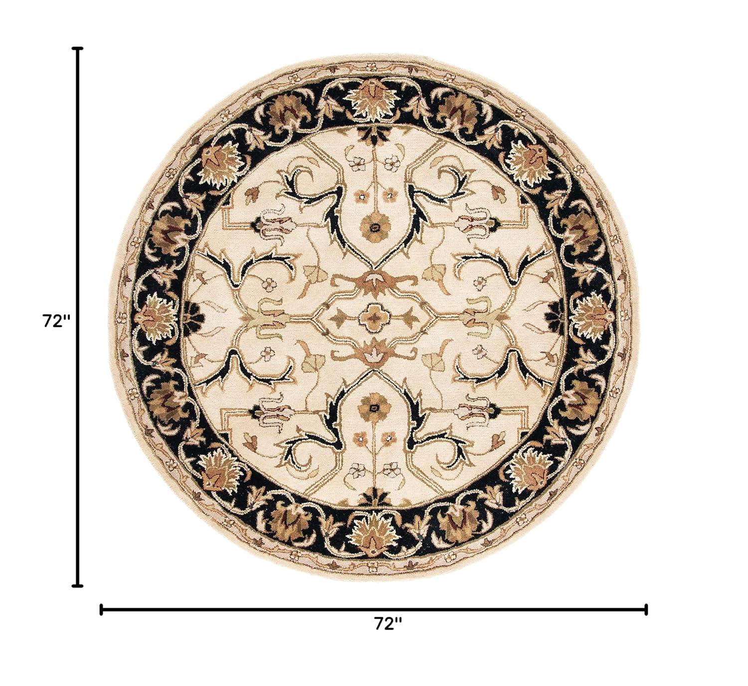 Heritage HG644 Handmade Area Rug - 6' Round - Ivory/Black - Safavieh