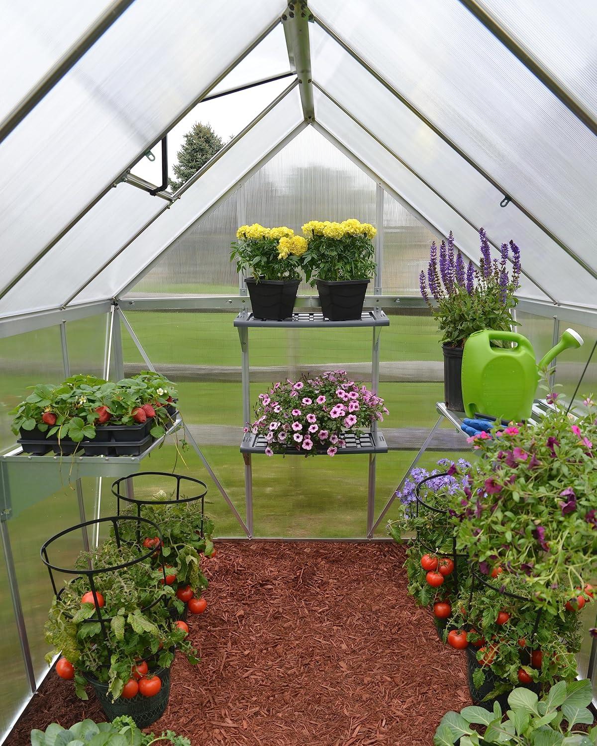 Silver Polycarbonate Aluminum Frame Walk-In Greenhouse 6' x 8'