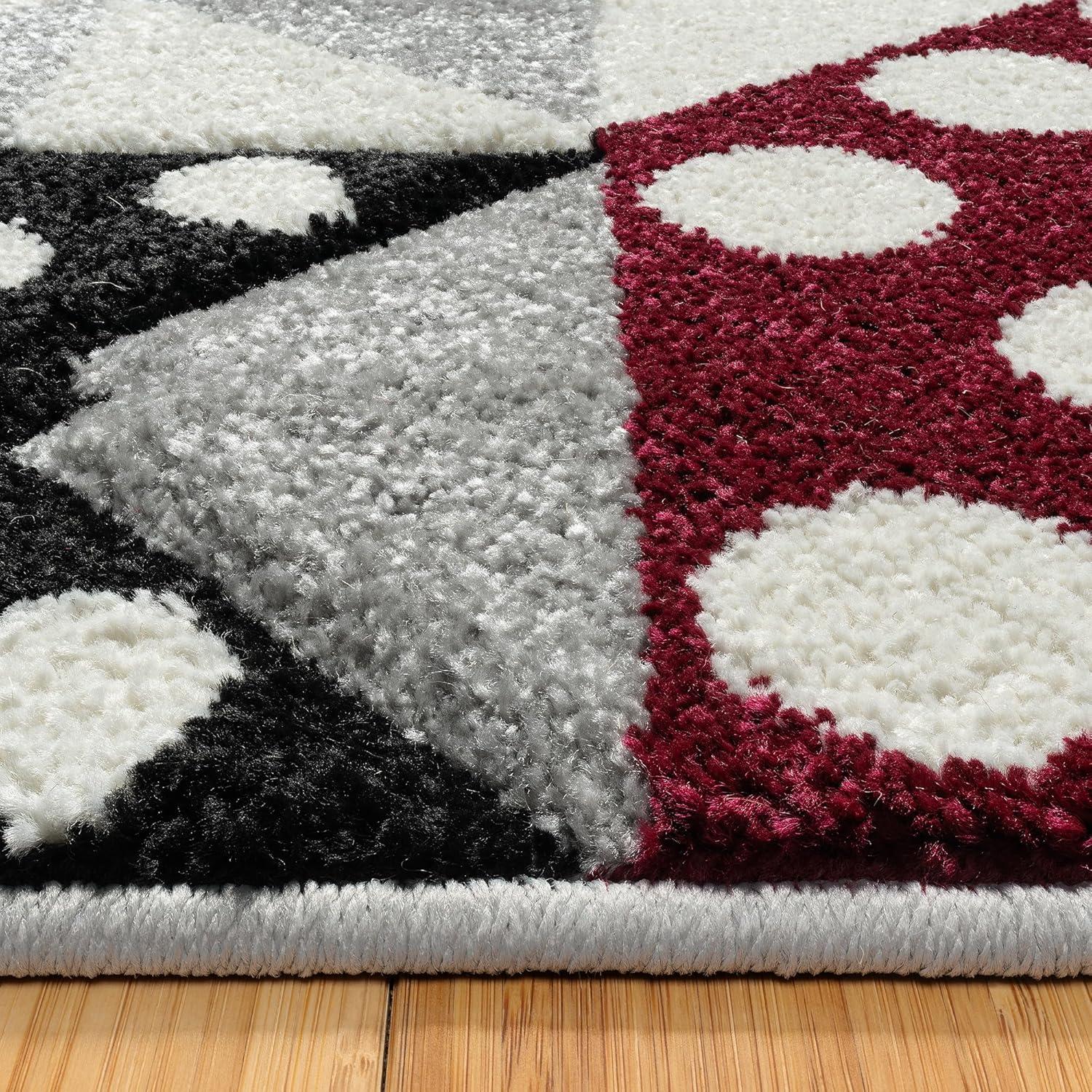 Disney Bravo Mickey Mouse Minnie Pyramids Modern Geometric Ivory/ Black/ Red Area Rug