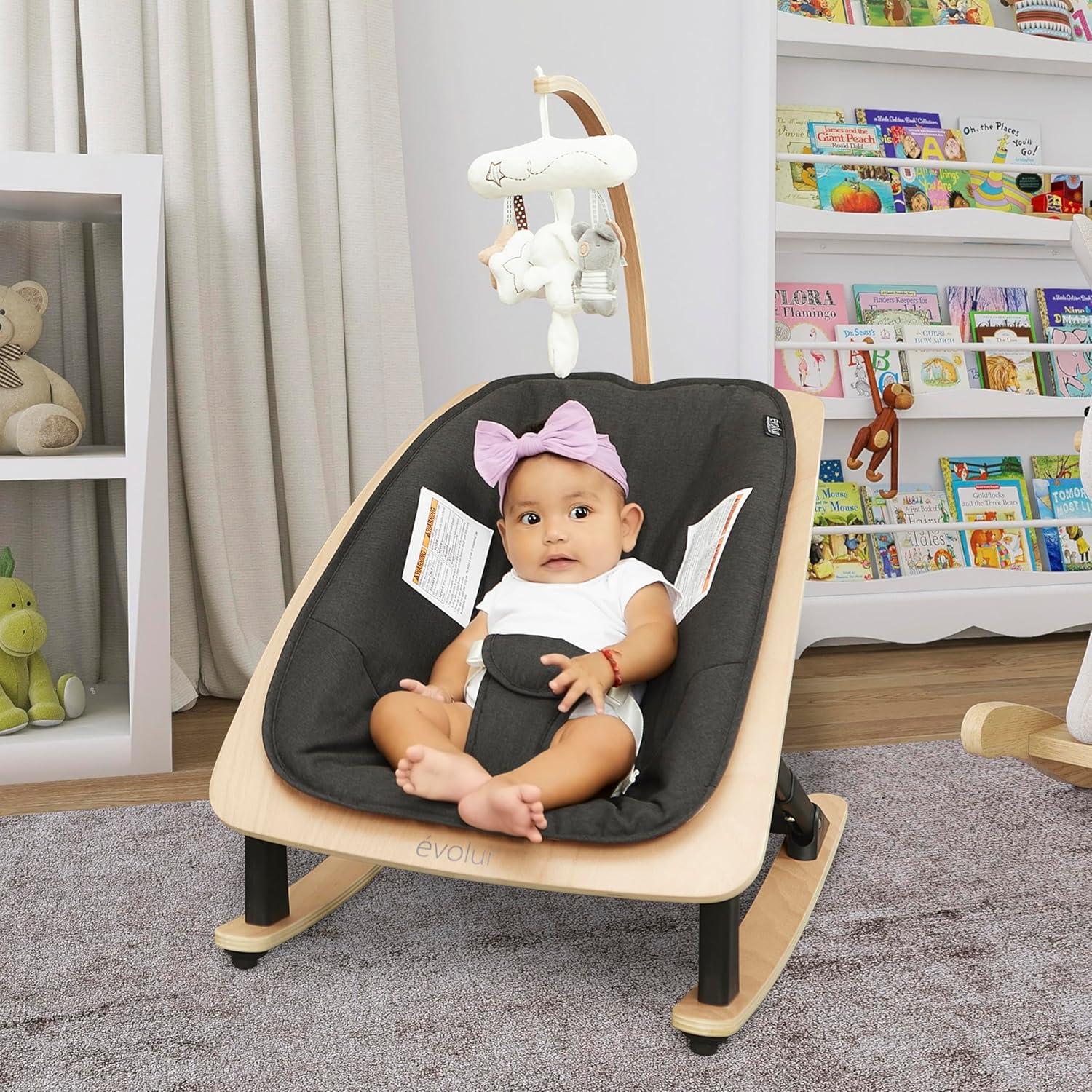 Evolur Tory 2-in-1 Rocker & Chair in Black