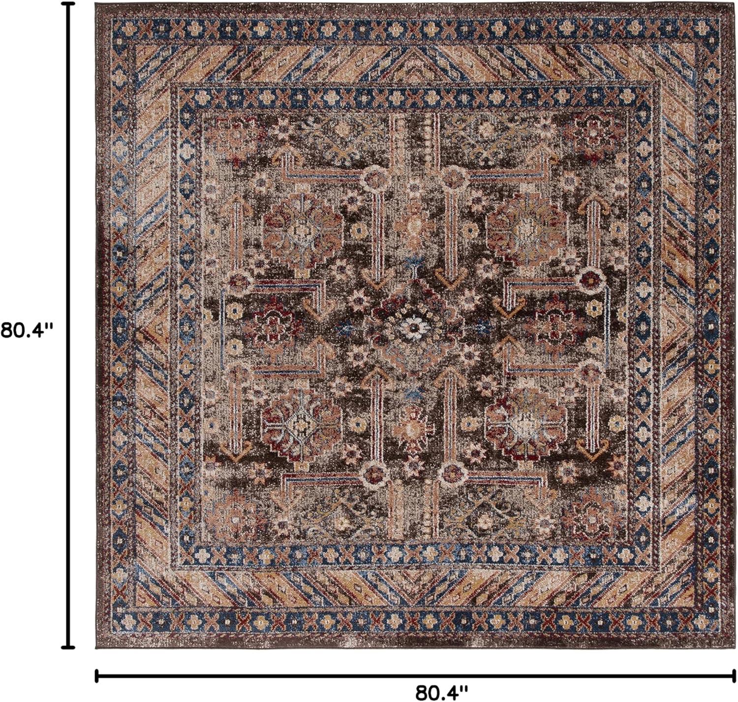 Safavieh Bijar Collection Traditional Oriental Vintage Runner Rug-Color:Royal/Ivory,Shape:Square,Size:6'-7" X 6'-7"
