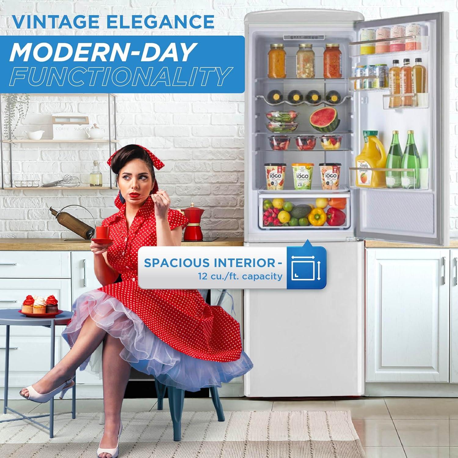 Unique Appliances Classic Retro 23.6" Frost-Free 11.7 cu. ft. Energy Star Certified Bottom Freezer Refrigerator UGP-330L W AC