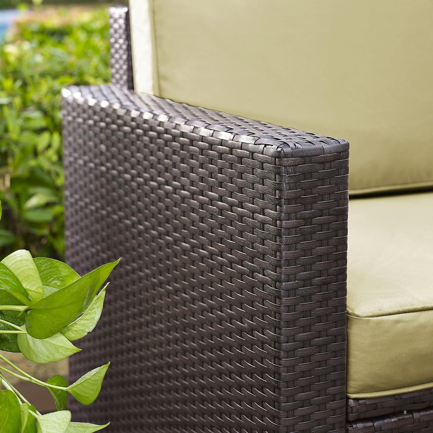 Palm Harbor Brown Wicker Outdoor Sofa with Sand Cushions