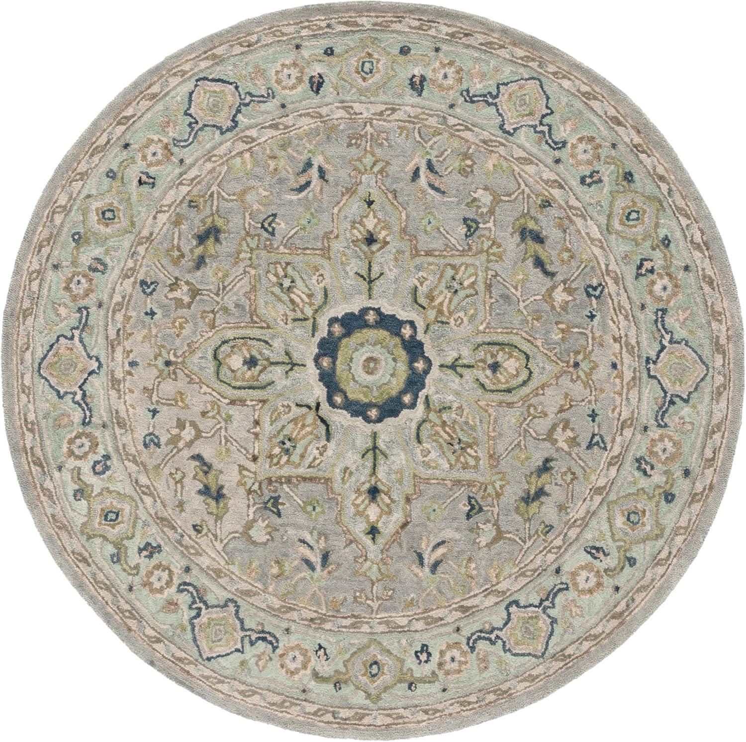 SAFAVIEH Heritage Collection Area Rug - 5' x 8', Ivory & Blue, Handmade Traditional Oriental Wool, Ideal for High Traffic Areas in Living Room, Bedroom, Dining (HG228M-5)
