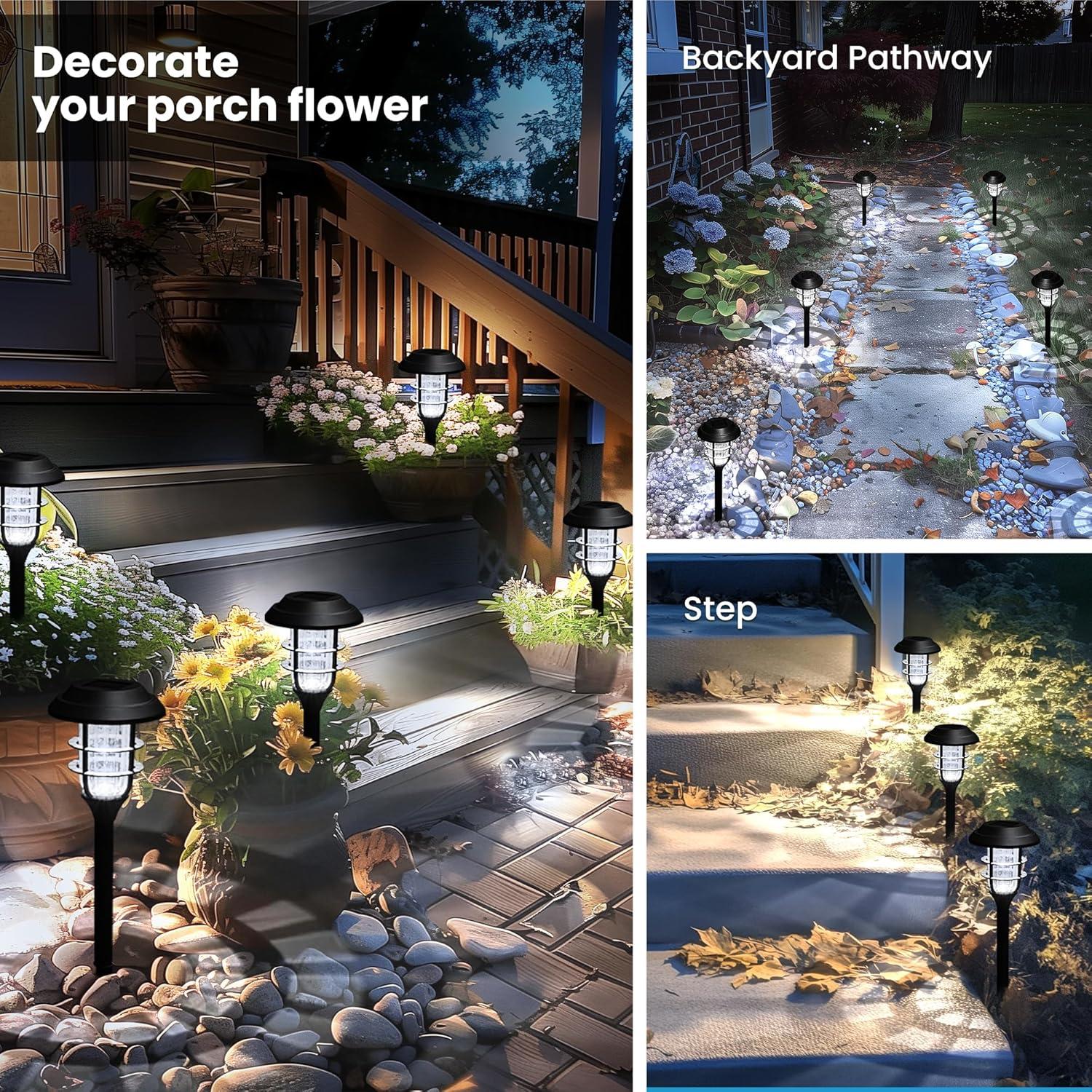 Solar Powered Black LED Pathway Lights Multipack