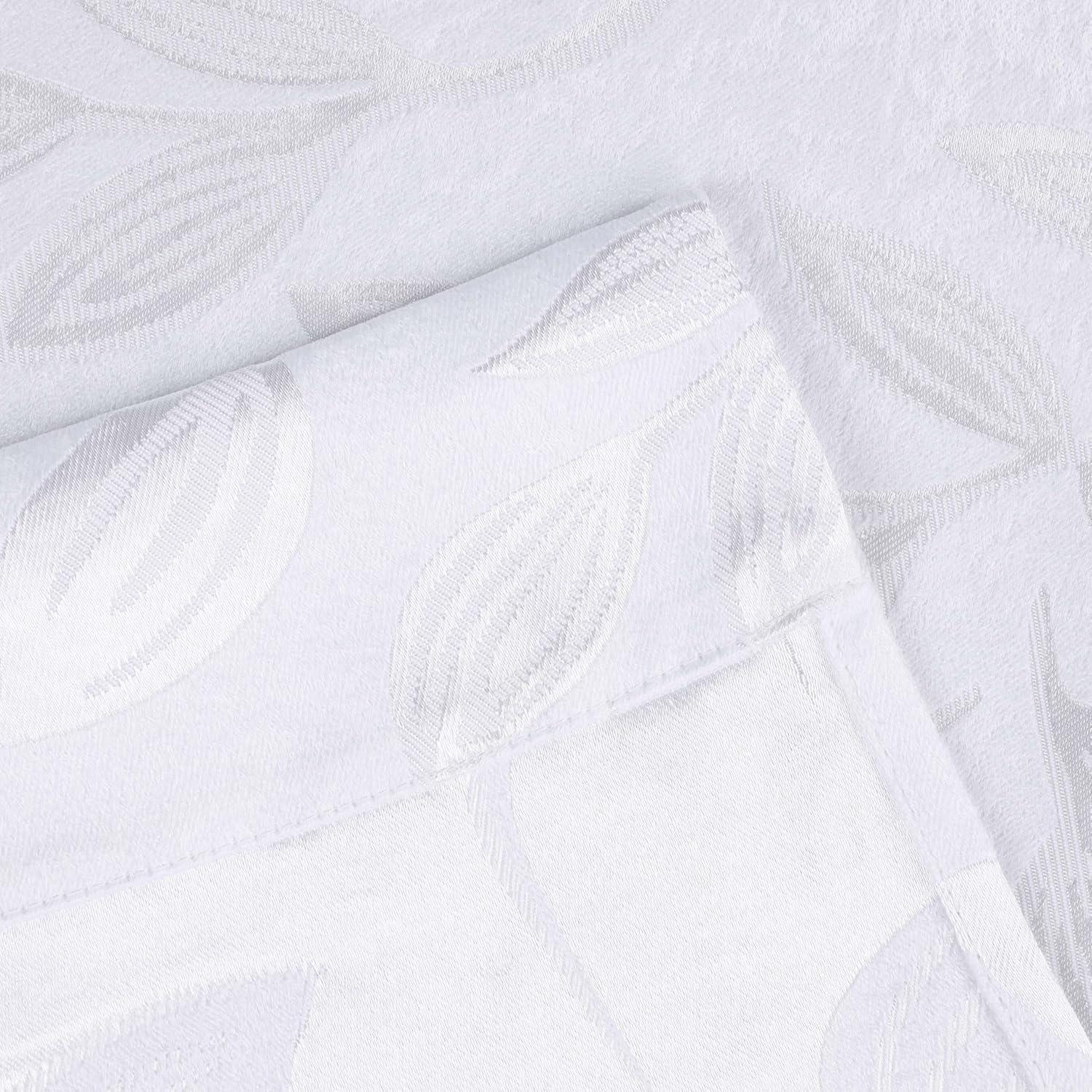 White Polyester Leaves Blackout Curtains, 26" x 84", Set of 2