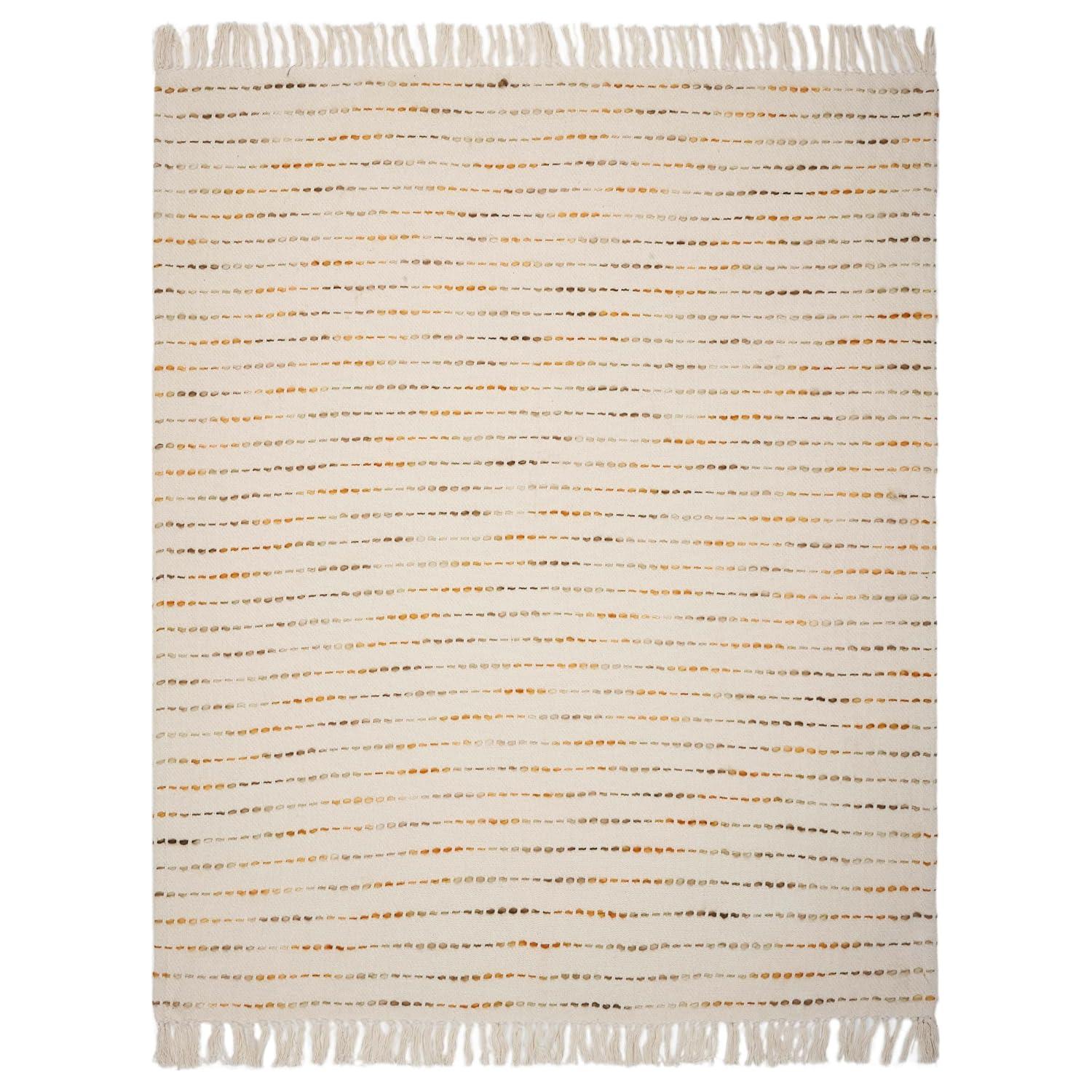 Rajani Home Deep Ombre Striped Handmade Woven Throw Blanket with Fringe