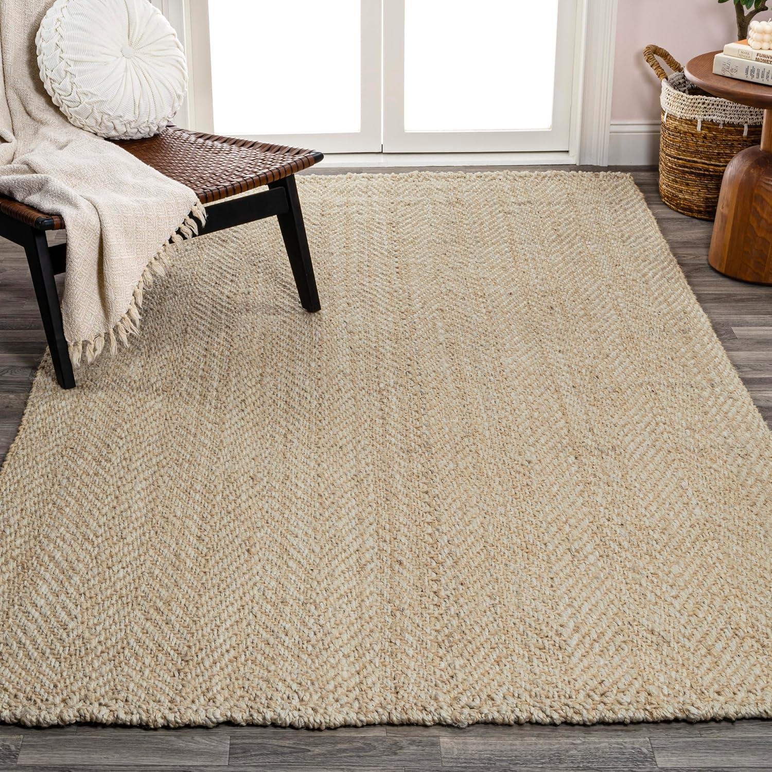 Espina Hand Woven Herringbone Chunky Jute Indoor Area Rug - JONATHAN Y