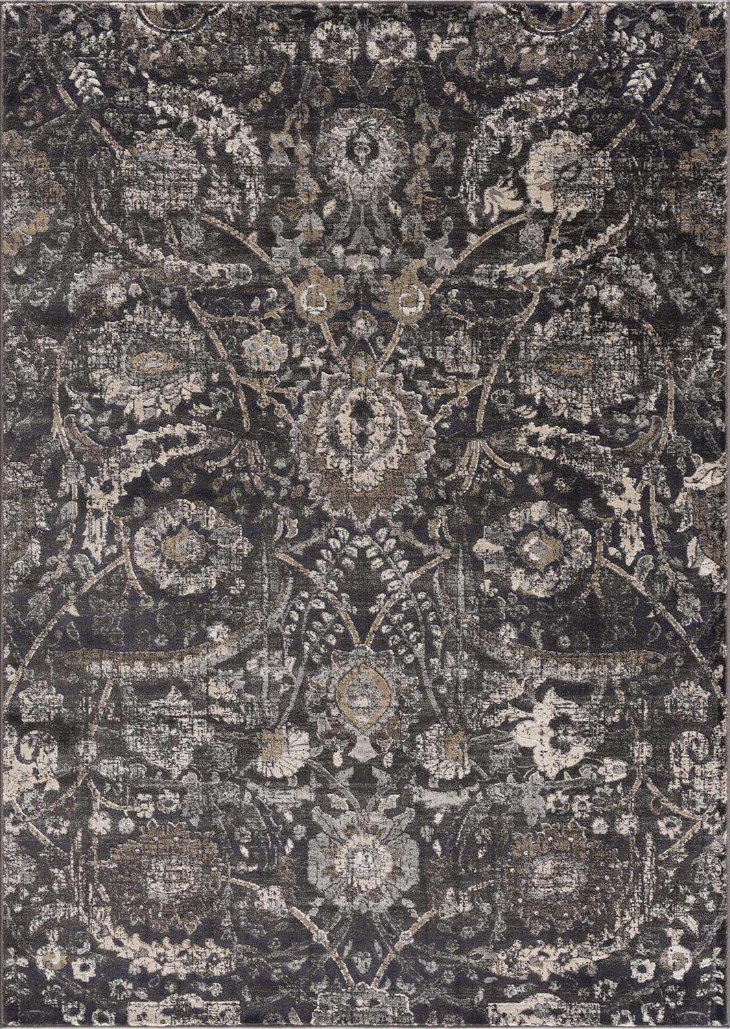 BoutiqueRugs Owatonna Traditional Floral Oversized Area Rug - Oriental Damask Patterned Rug for Living Room, Bedroom, Dining Room - Black, Charcoal, Sage - 8'10" x 12' (9x12 Area Rug)