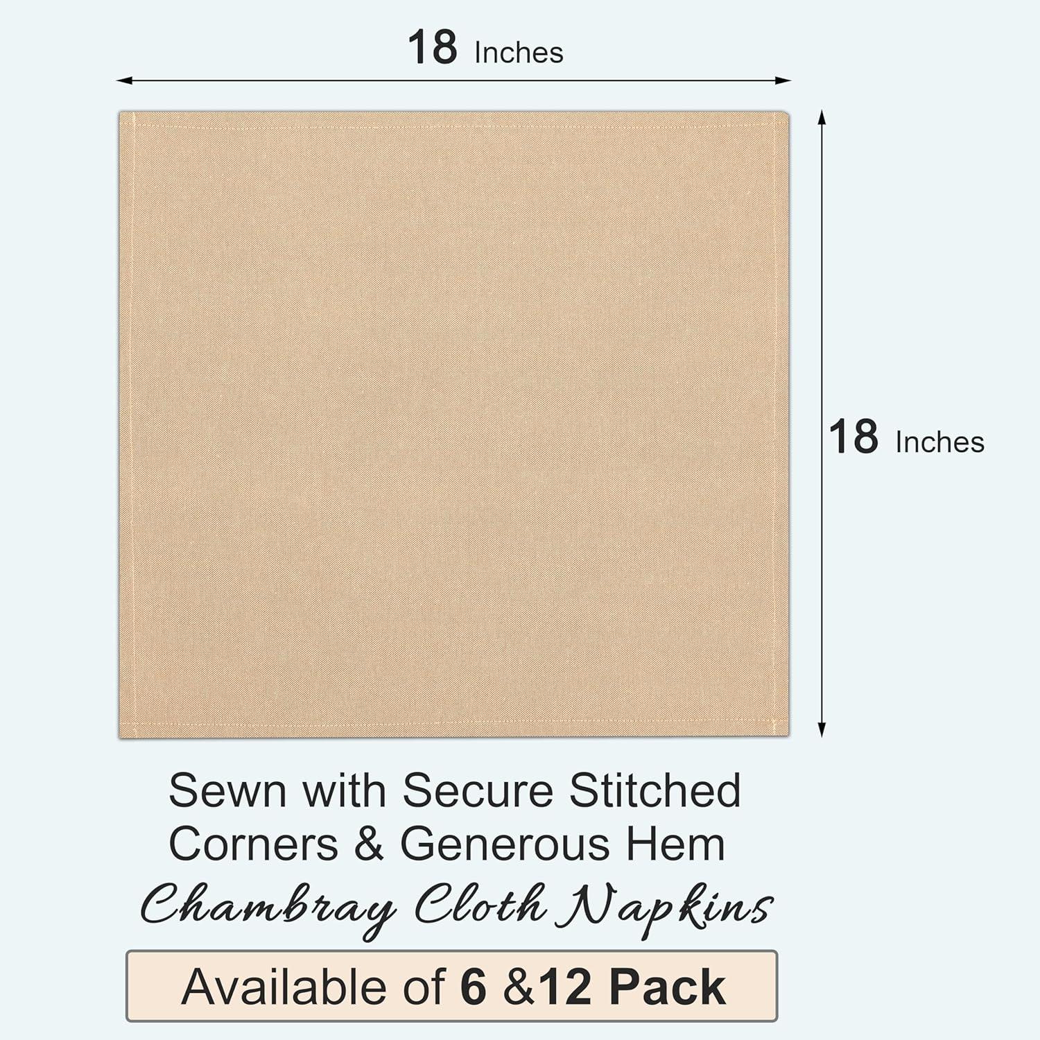 Poly Cotton Square Cloth Napkins Chambray Fabric (Set of 12)