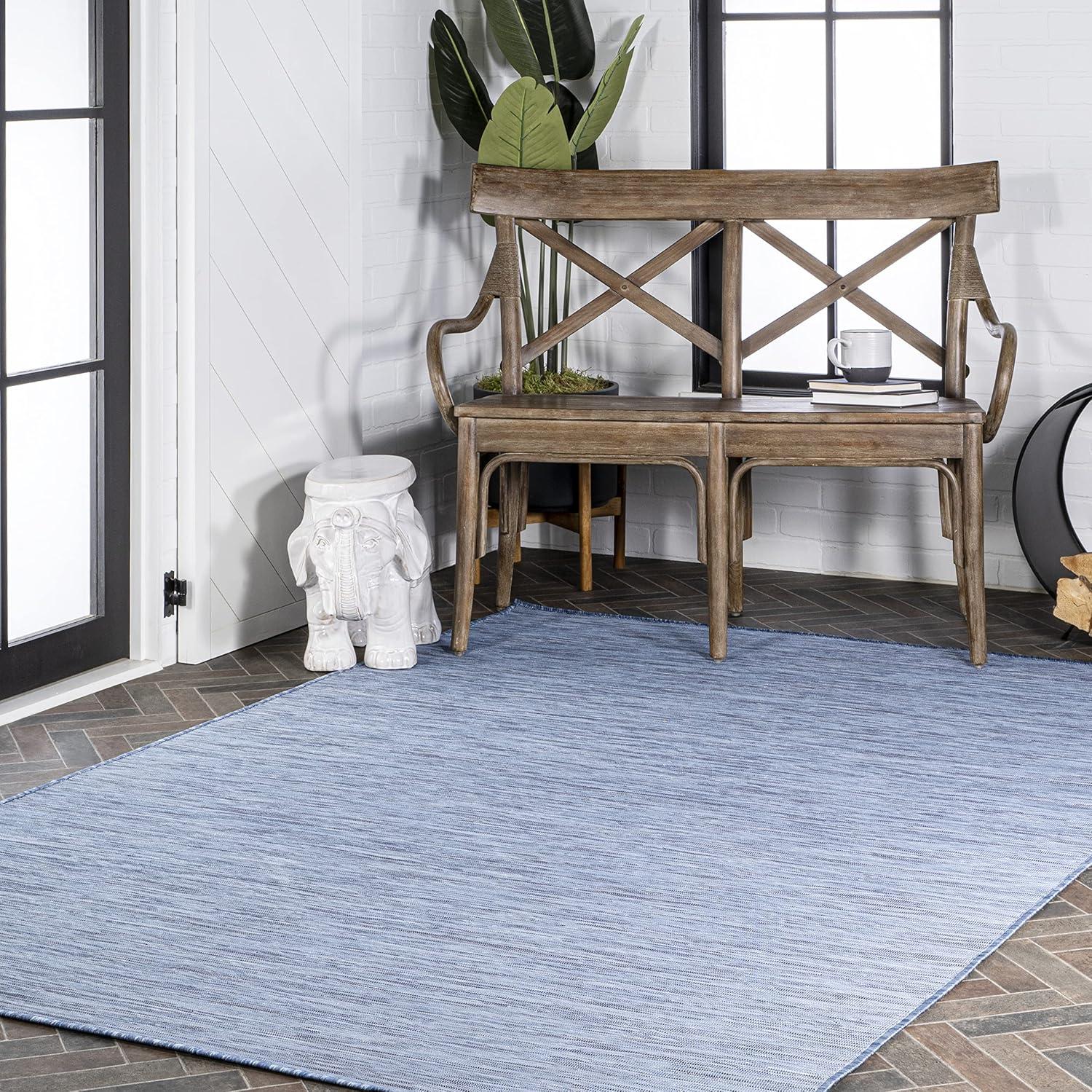 3'x5' Ethan Modern Flatweave Solid  Area Rug, Blue - JONATHAN Y